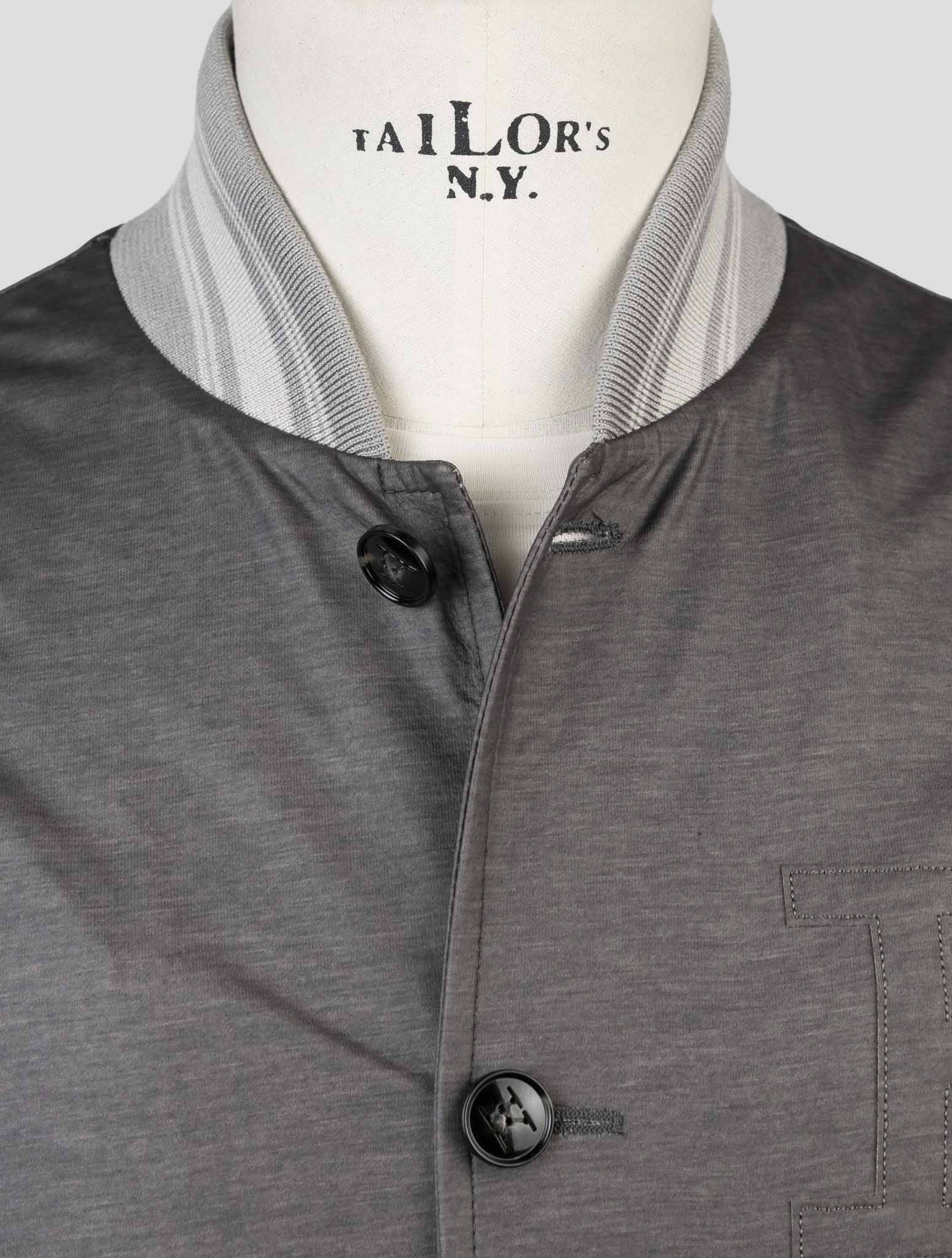 Kiton Gray Viscose Pu Ea Leather Coat