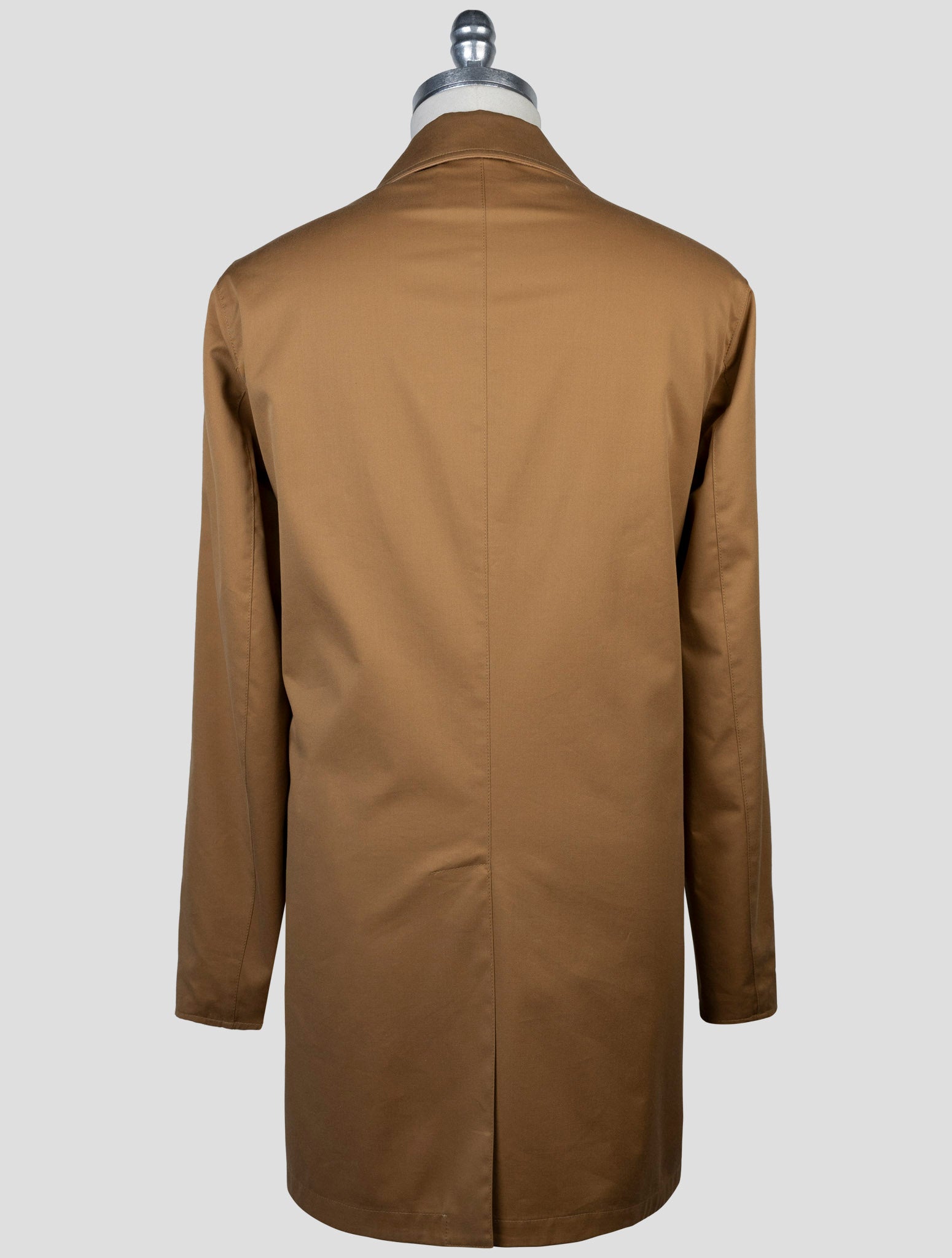 Kiton Brown Beige Cotton Virgin Wool Reverse Overcoat