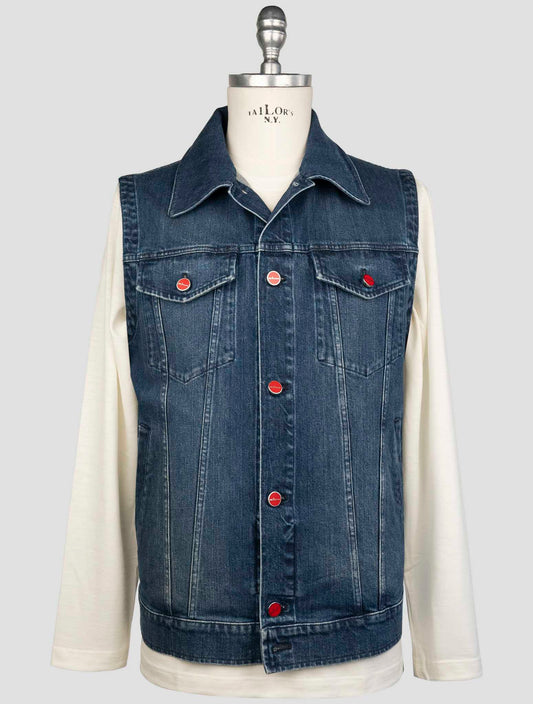 Kiton Blue Cotton Ea Gilet
