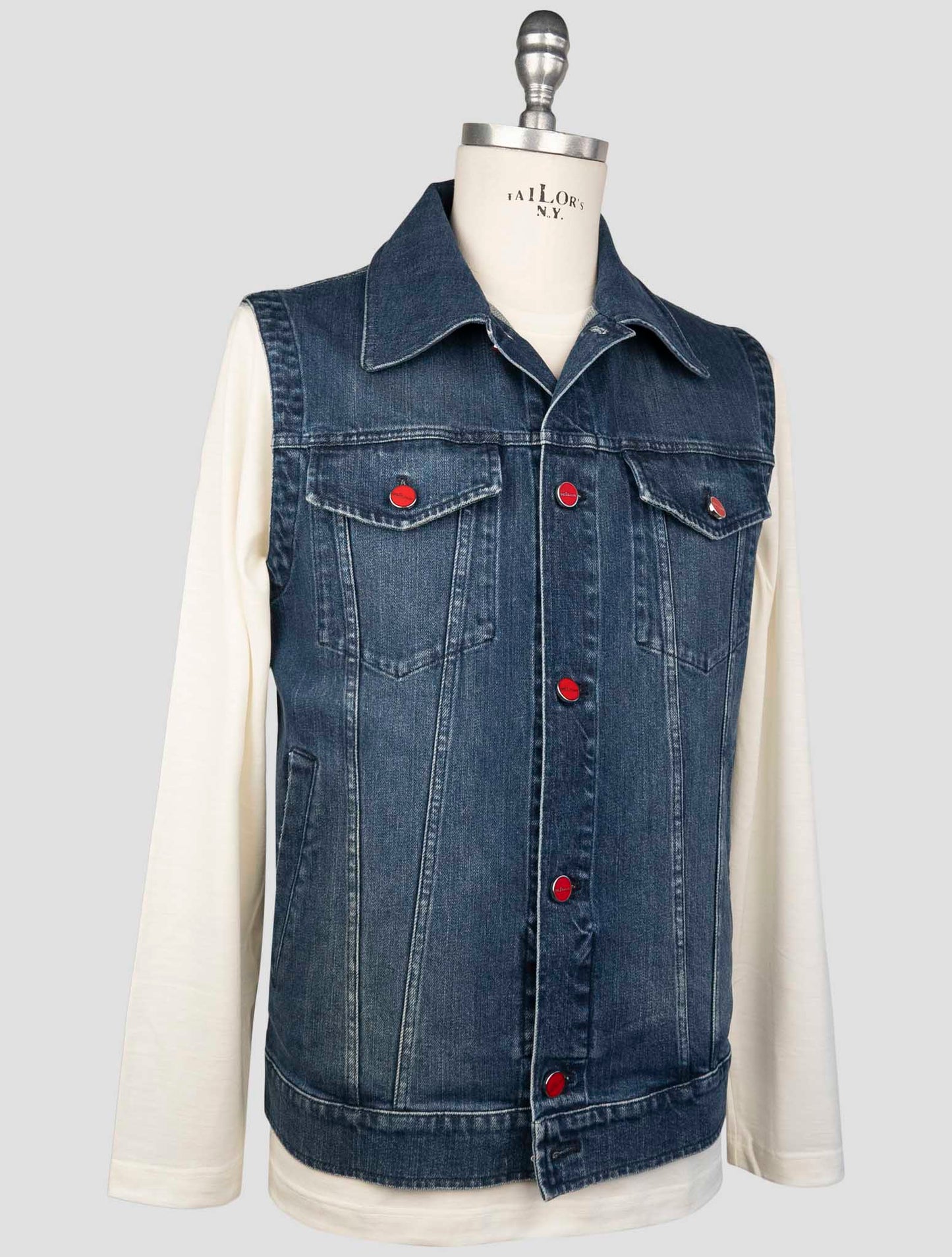 Kiton Blue Cotton Ea Gilet
