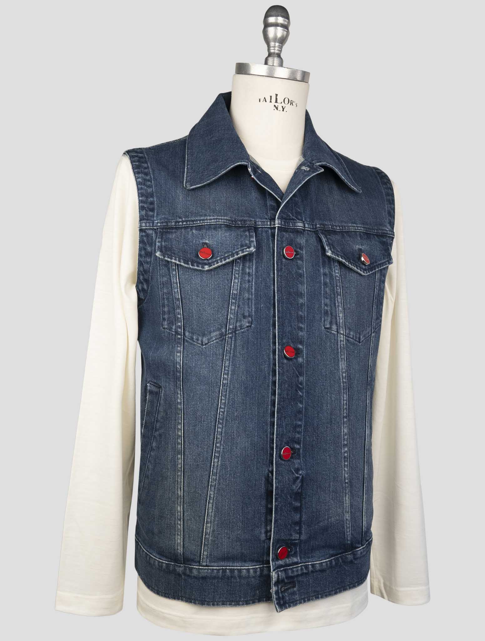 Kiton Blue Cotton Ea Gilet