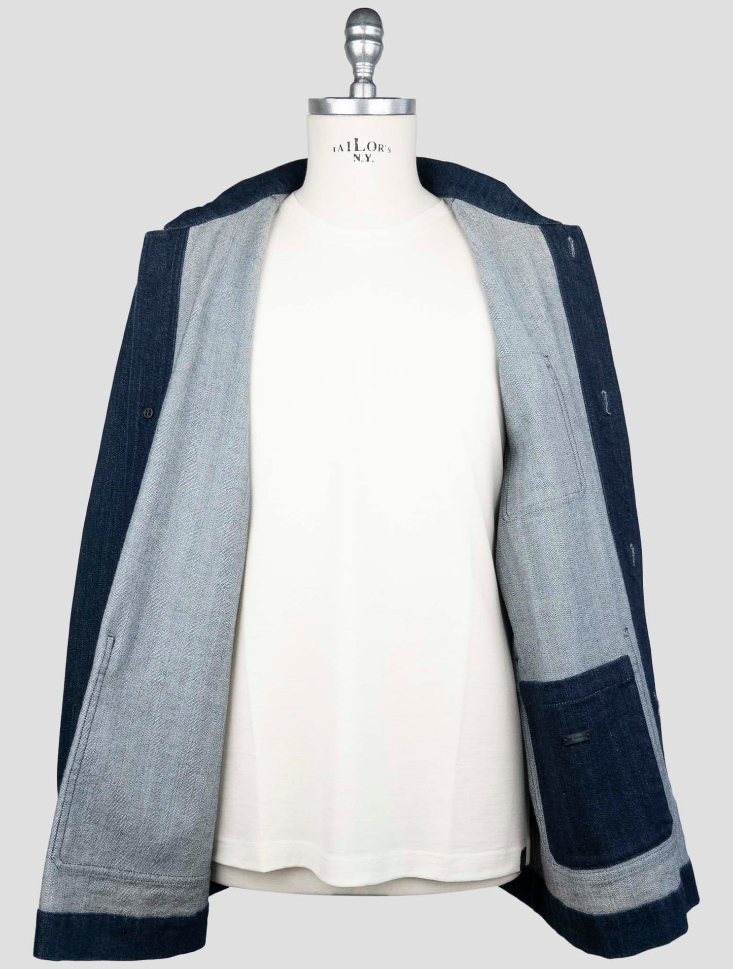 Kiton Blue Cotton Ea Coat