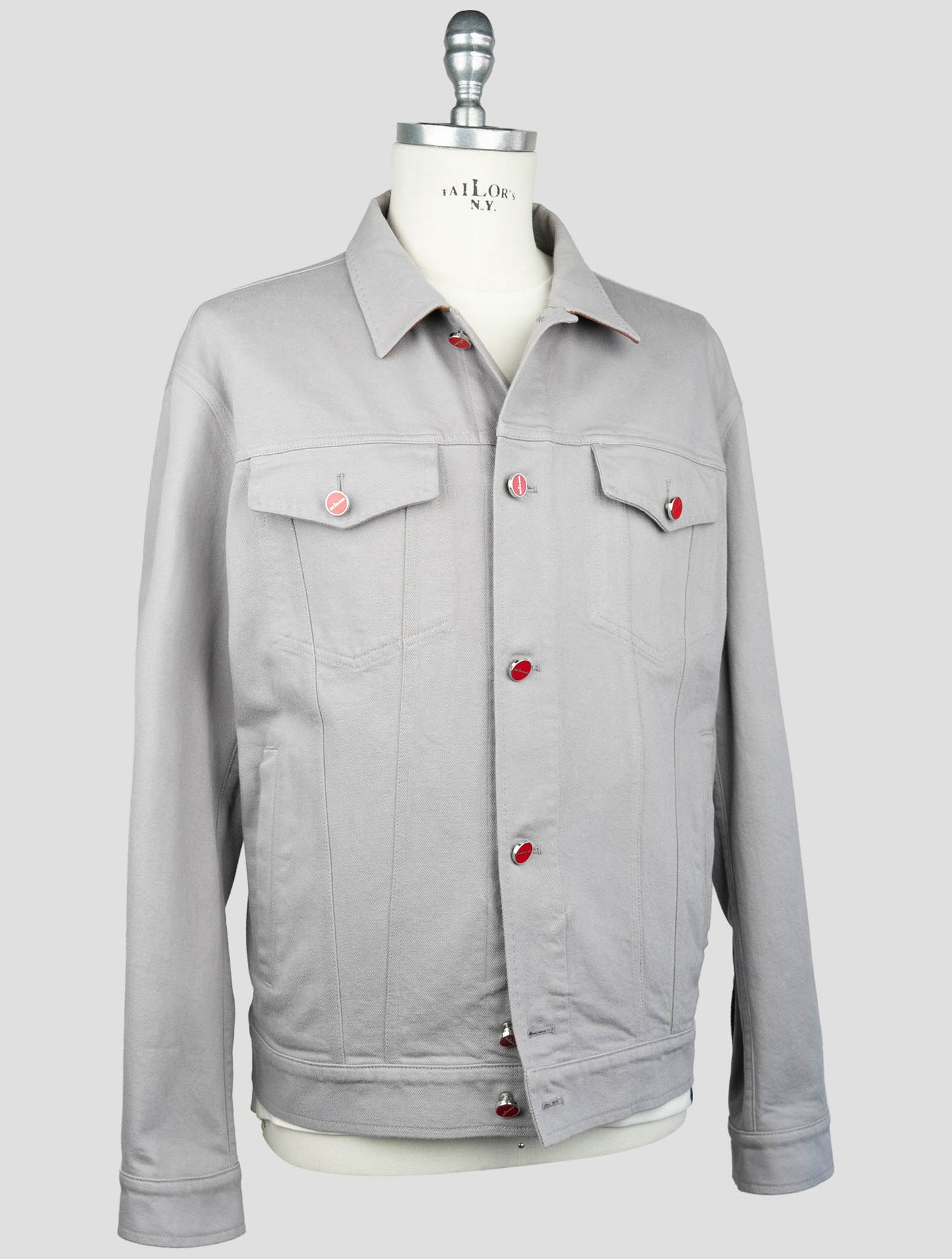 Kiton Gray Cotton Ea Coat