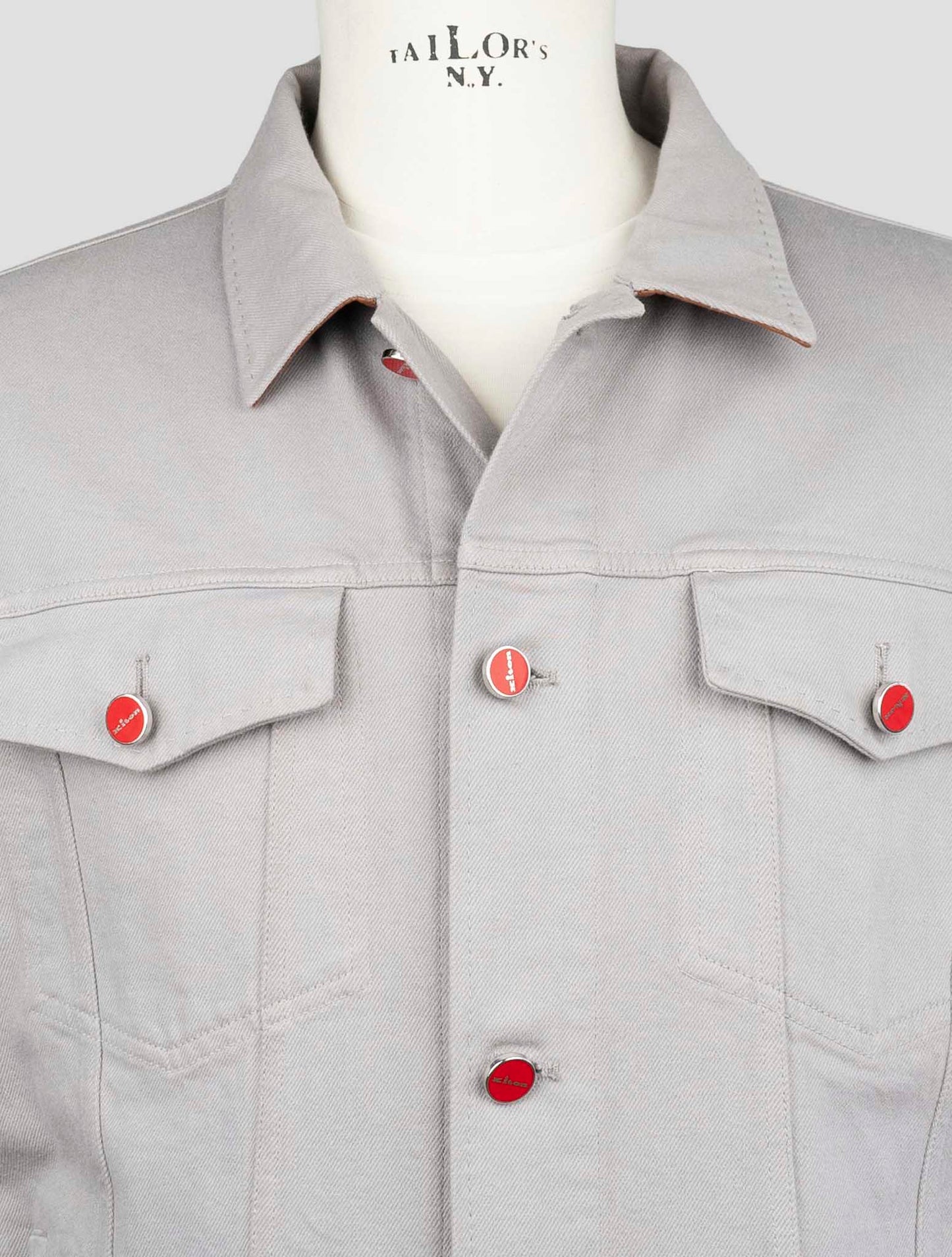 Kiton Gray Cotton Ea Coat