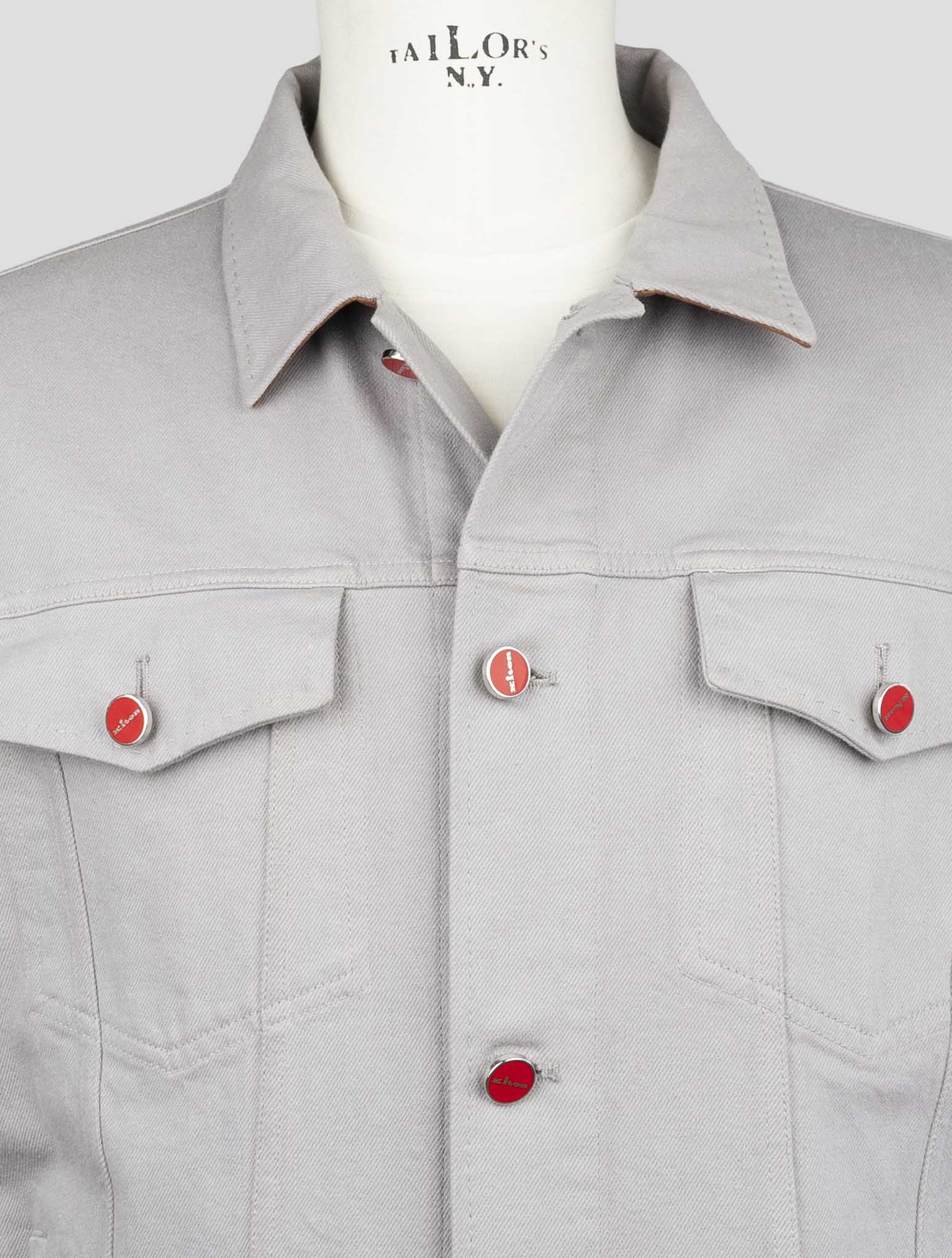 Kiton Gray Cotton Ea Coat