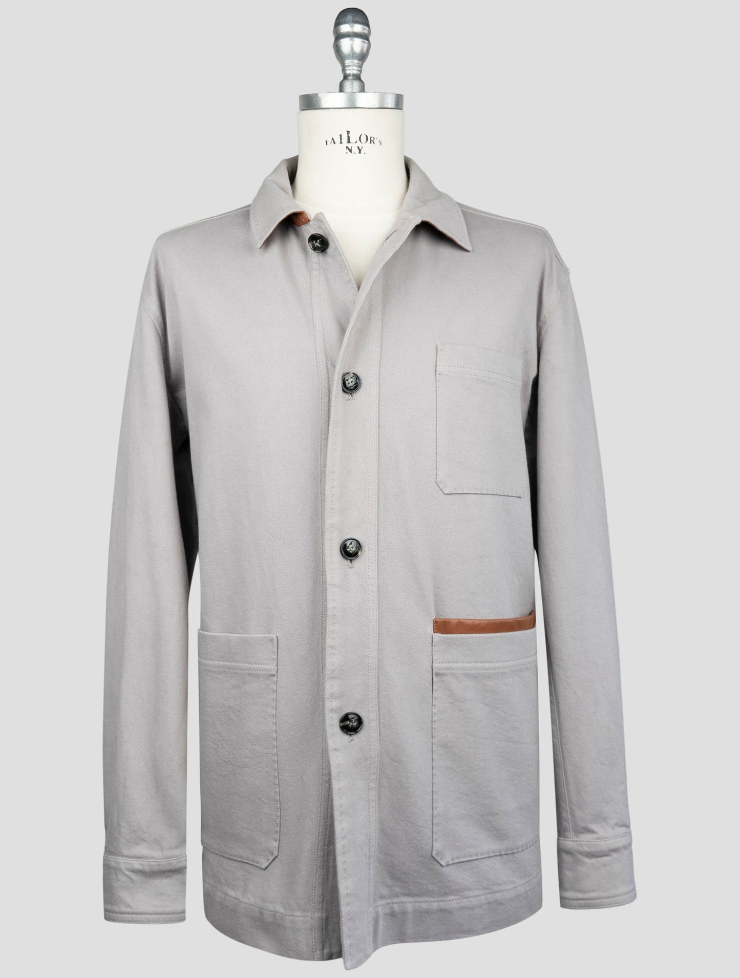 Kiton Gray Cotton Ea Coat