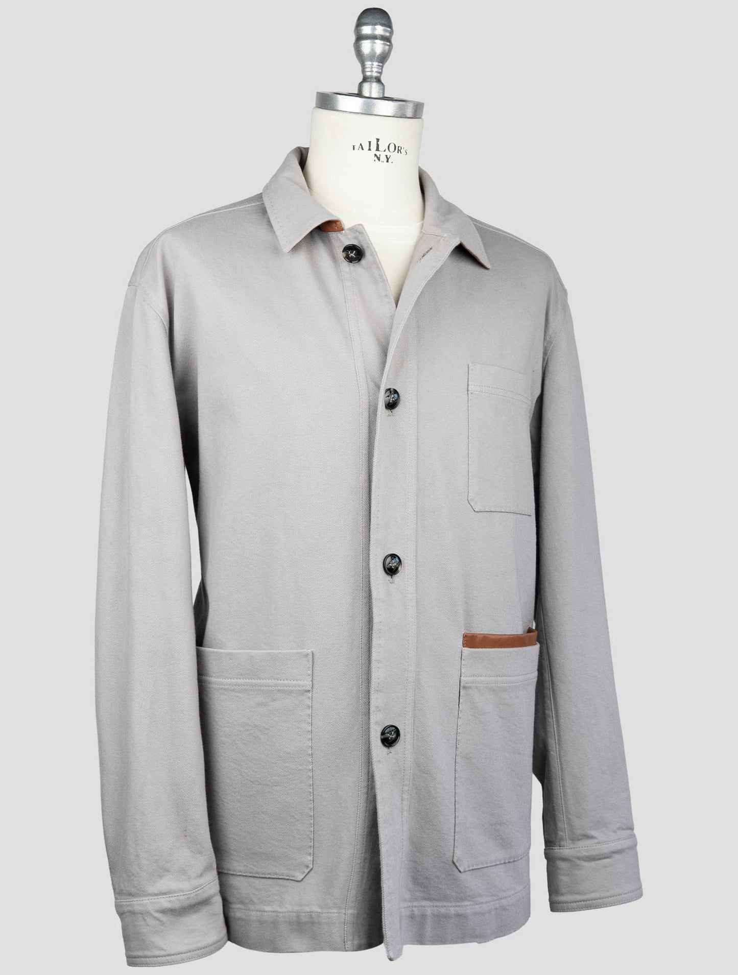 Kiton Gray Cotton Ea Coat