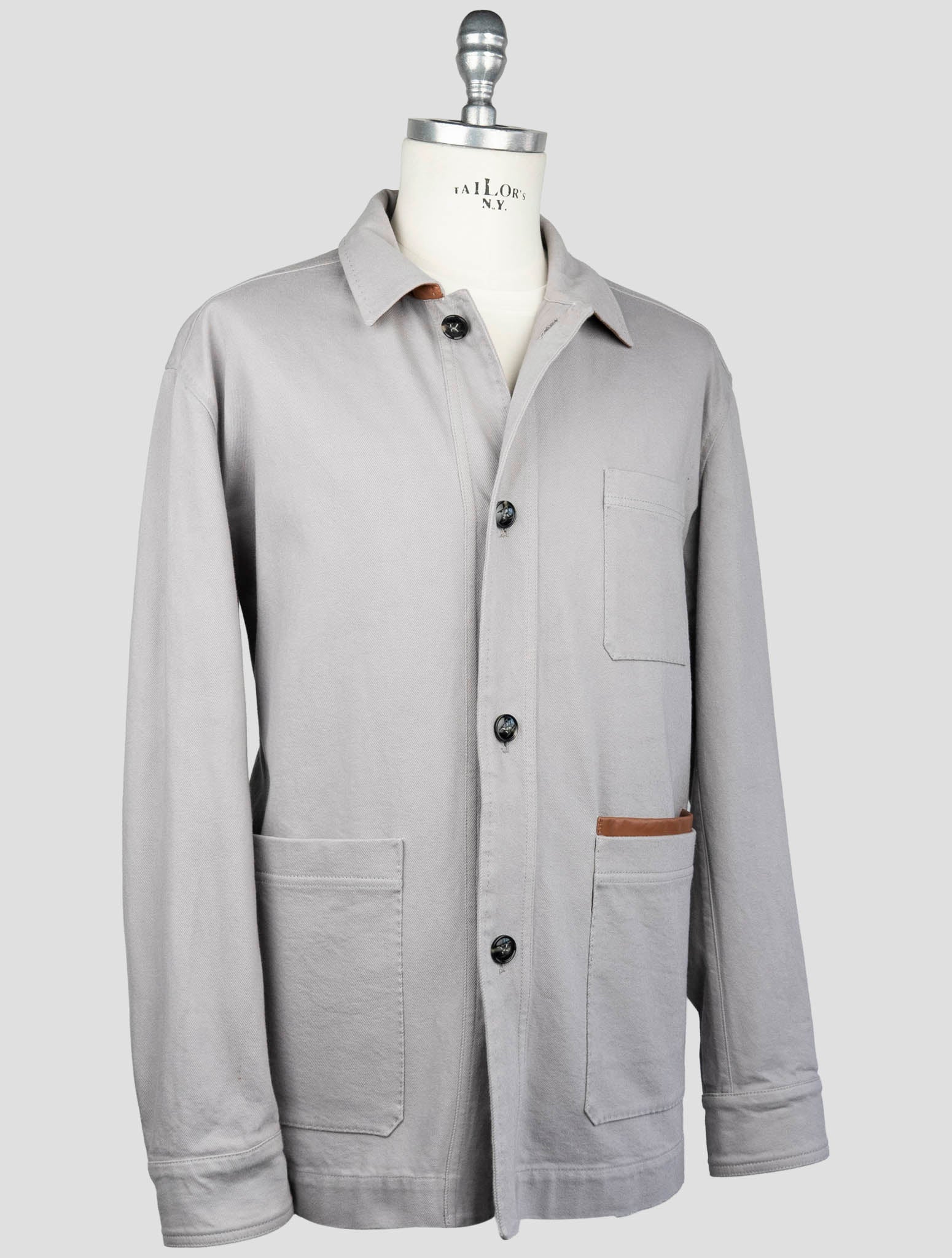Kiton Gray Cotton Ea Coat