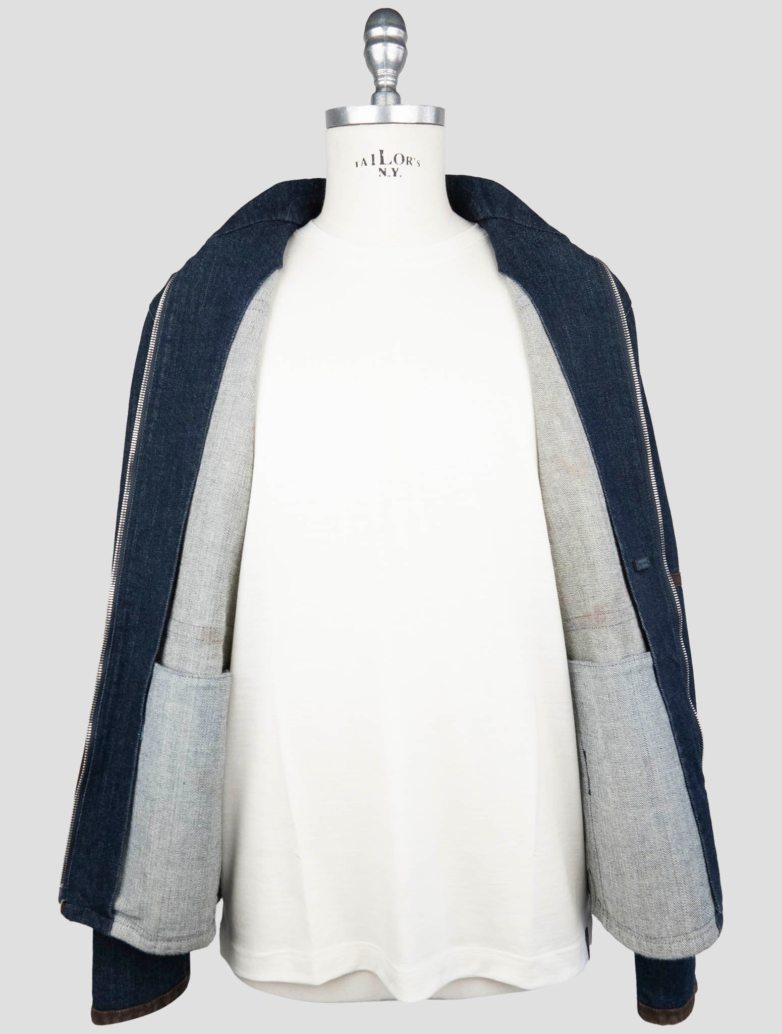 Kiton Blue Cotton Ea Coat