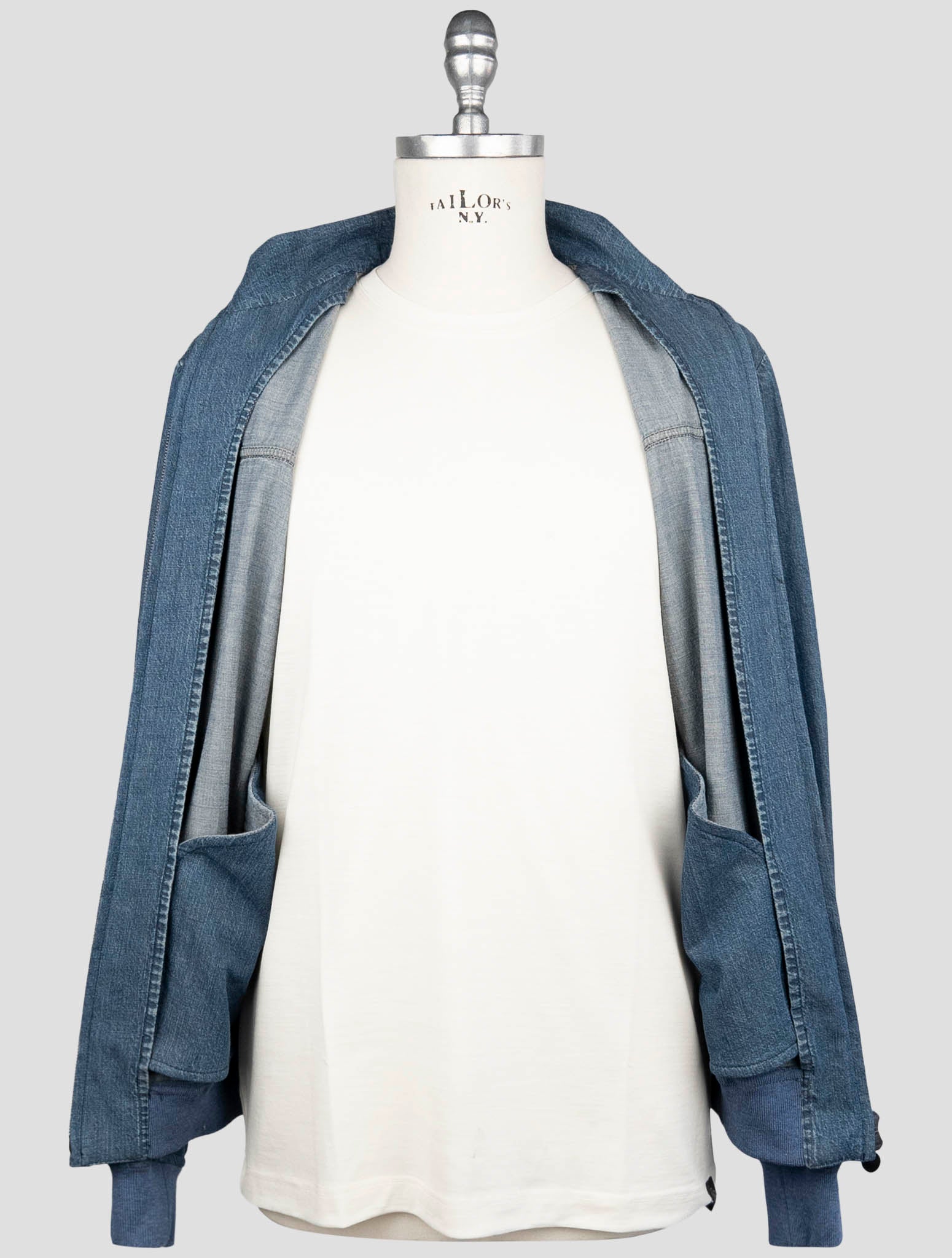 Kiton Blue Cotton Coat