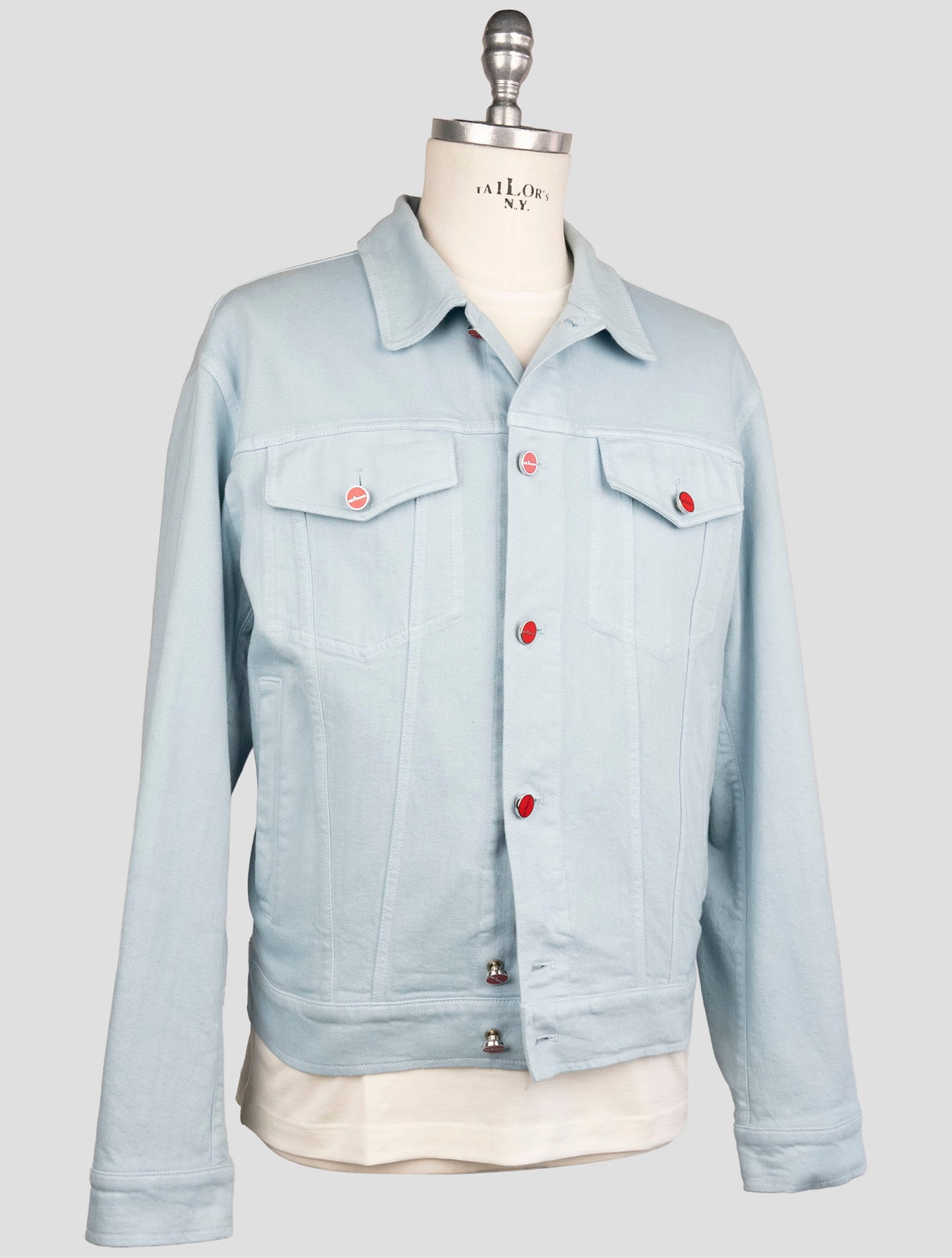 Kiton Light Blue Cotton Ea Coat