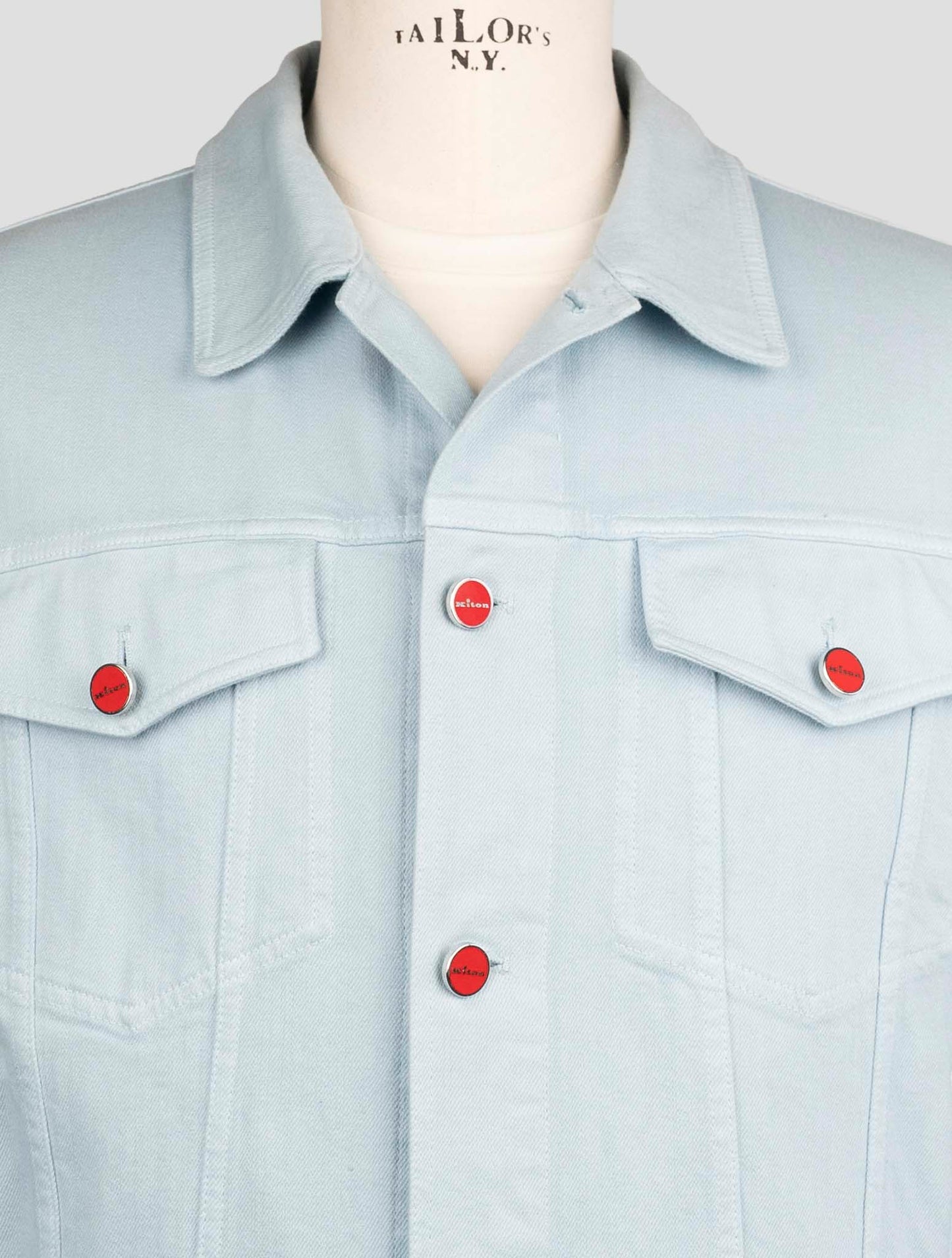 Kiton Light Blue Cotton Ea Coat