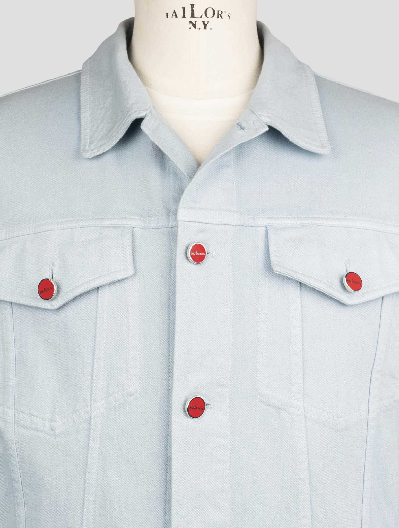 Kiton Light Blue Cotton Ea Coat