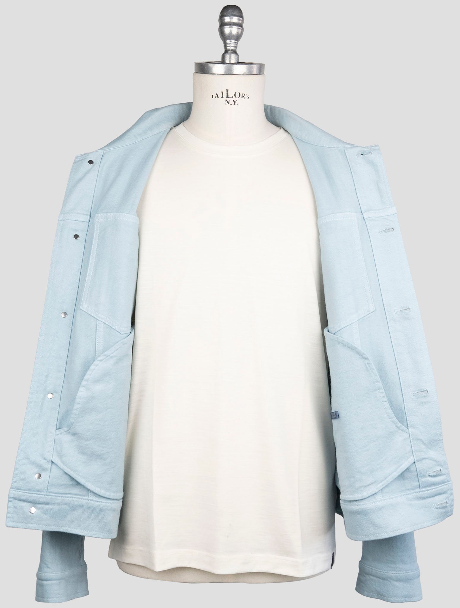Kiton Light Blue Cotton Ea Coat
