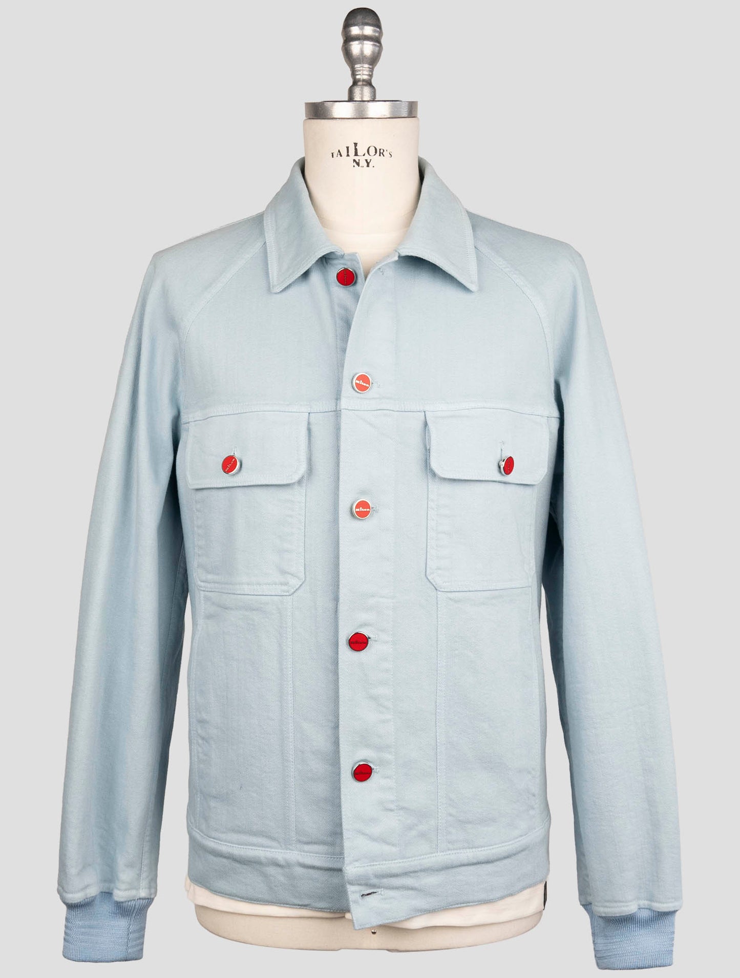 Kiton Light Blue Cotton Ea Coat