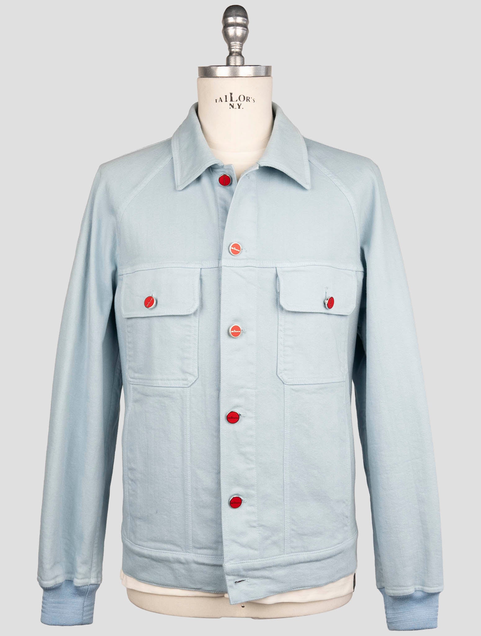 Kiton Light Blue Cotton Ea Coat