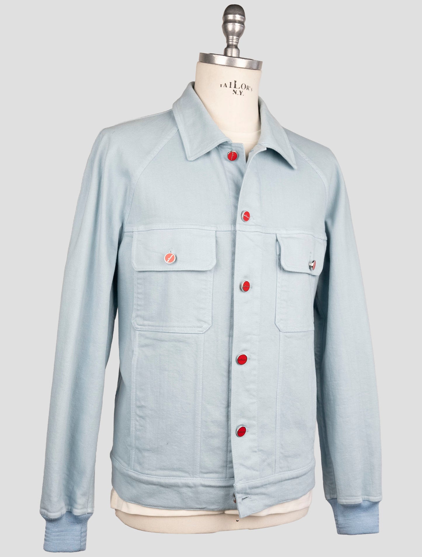 Kiton Light Blue Cotton Ea Coat