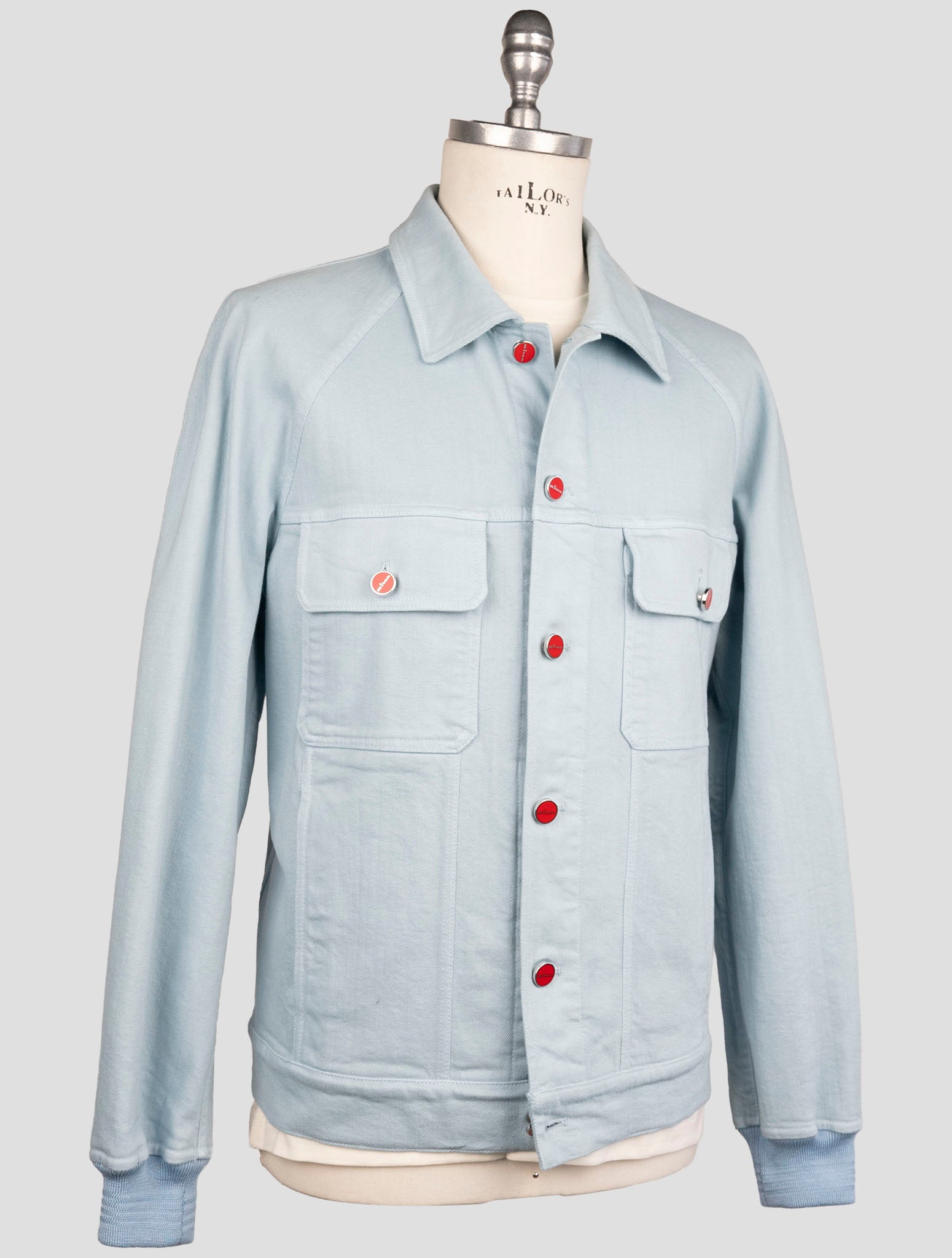 Kiton Light Blue Cotton Ea Coat