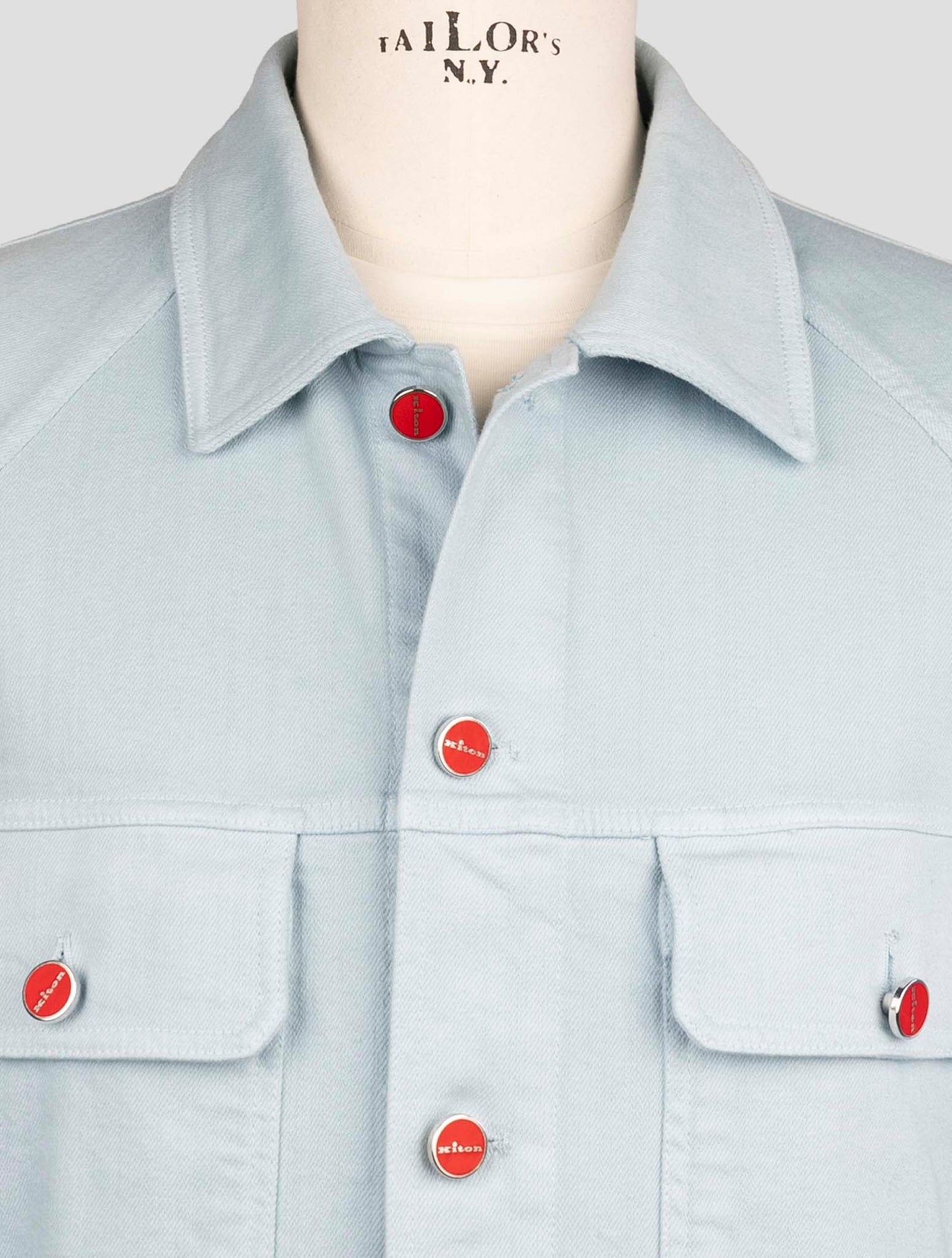 Kiton Light Blue Cotton Ea Coat