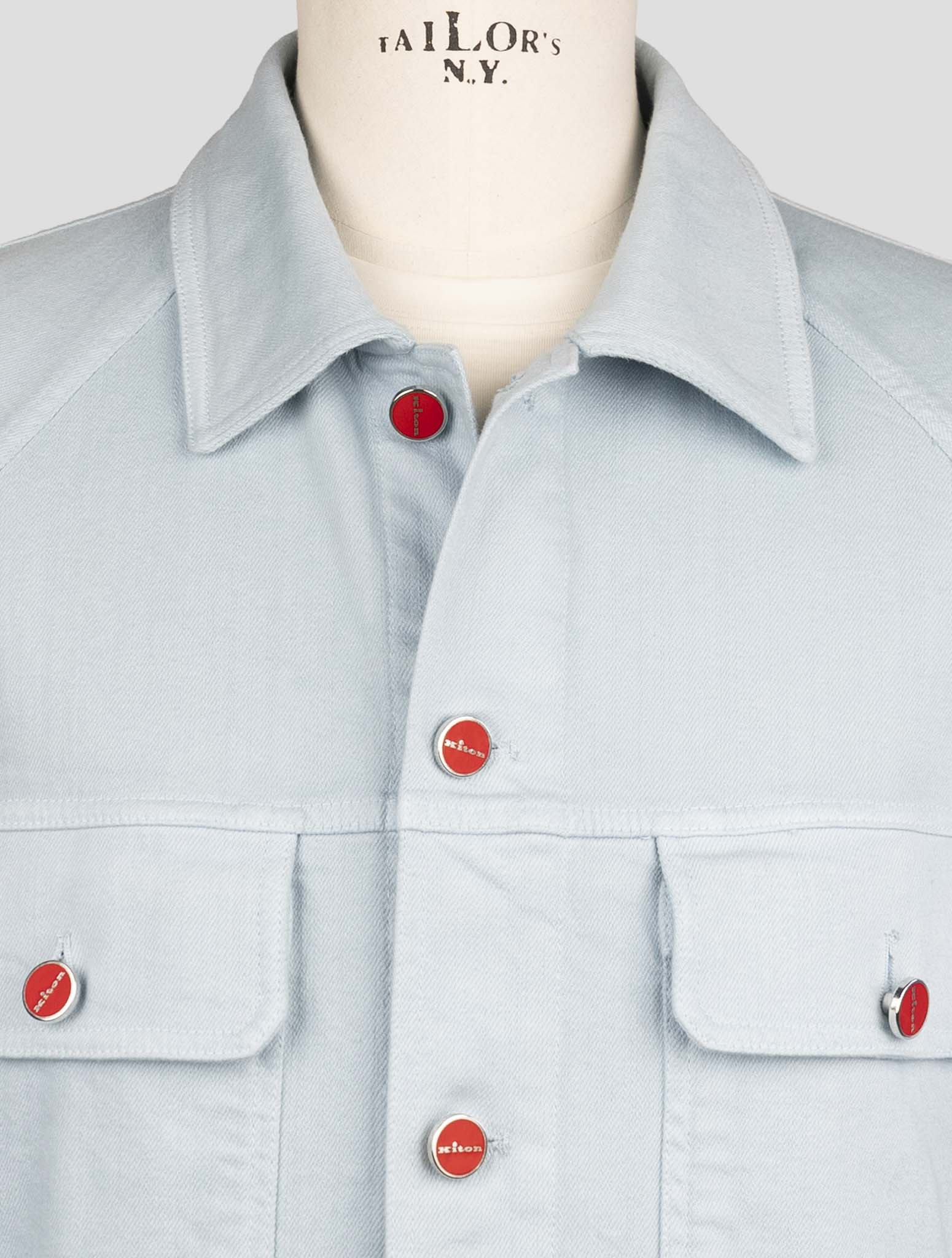 Kiton Light Blue Cotton Ea Coat
