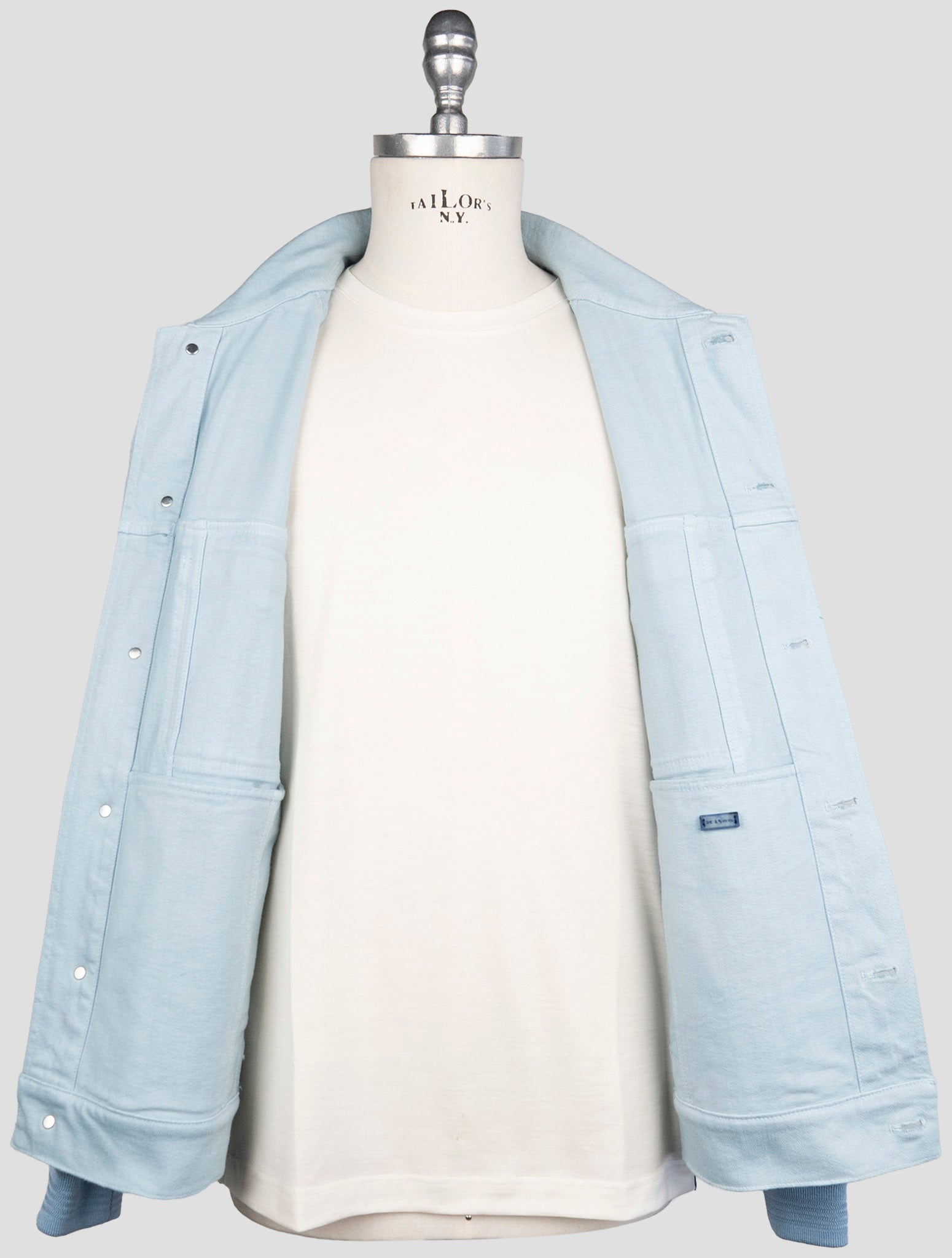 Kiton Light Blue Cotton Ea Coat