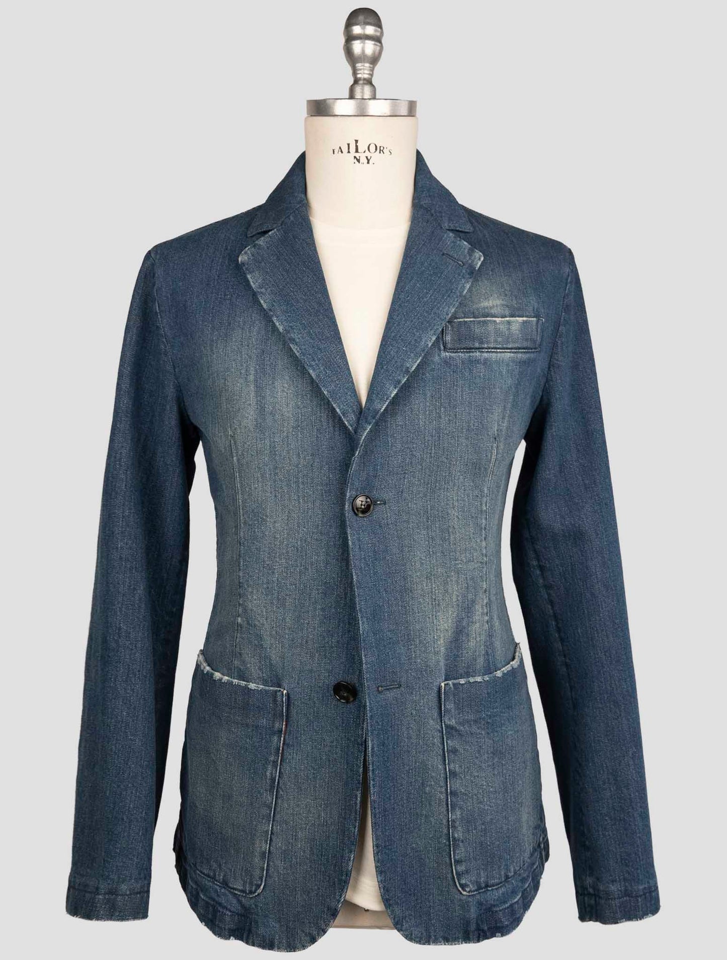 Kiton Blue Cotton Ea Coat