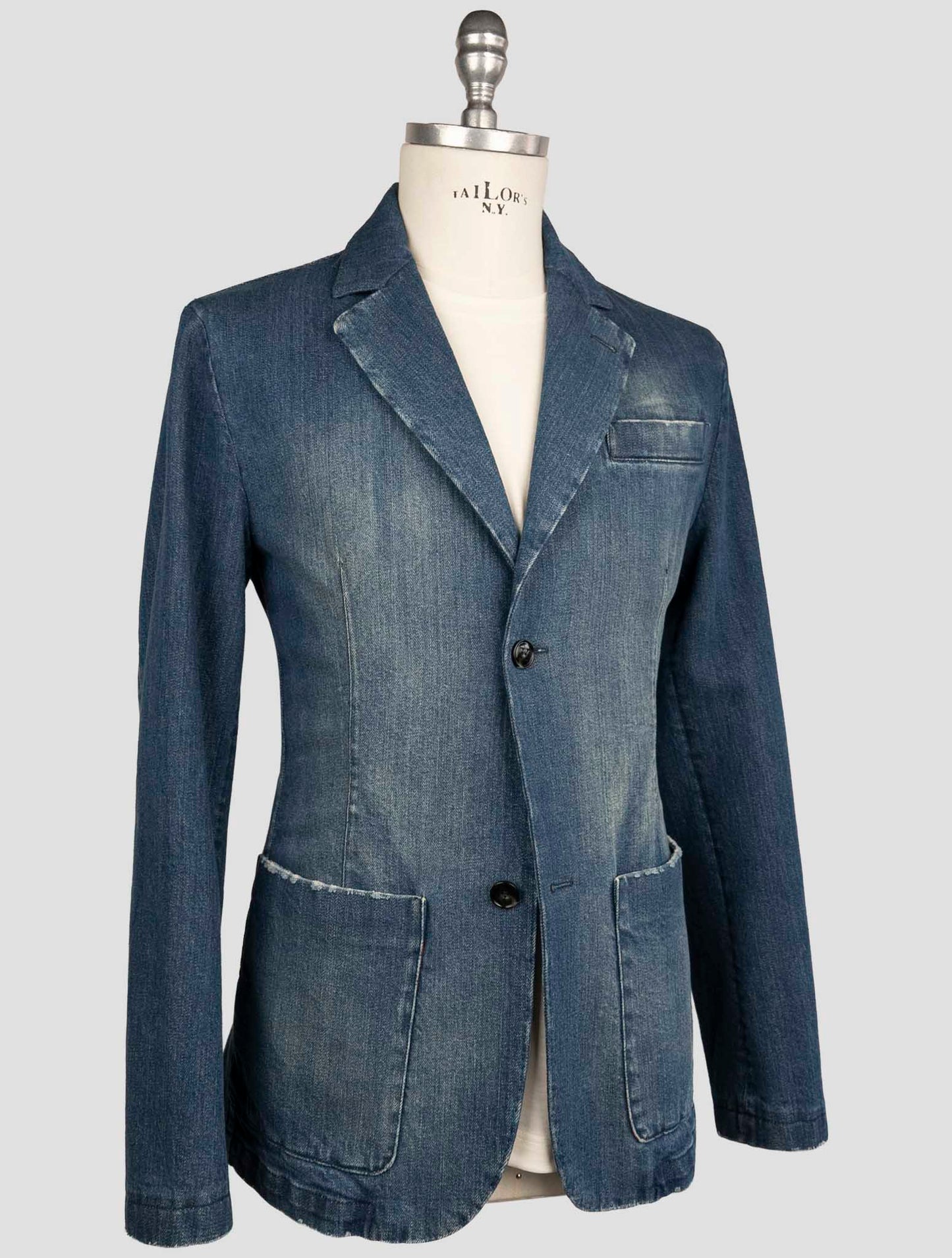 Kiton Blue Cotton Ea Coat