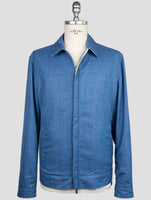 Kiton Blue Virgin Wool Silk Linen Pl Reverse Coat