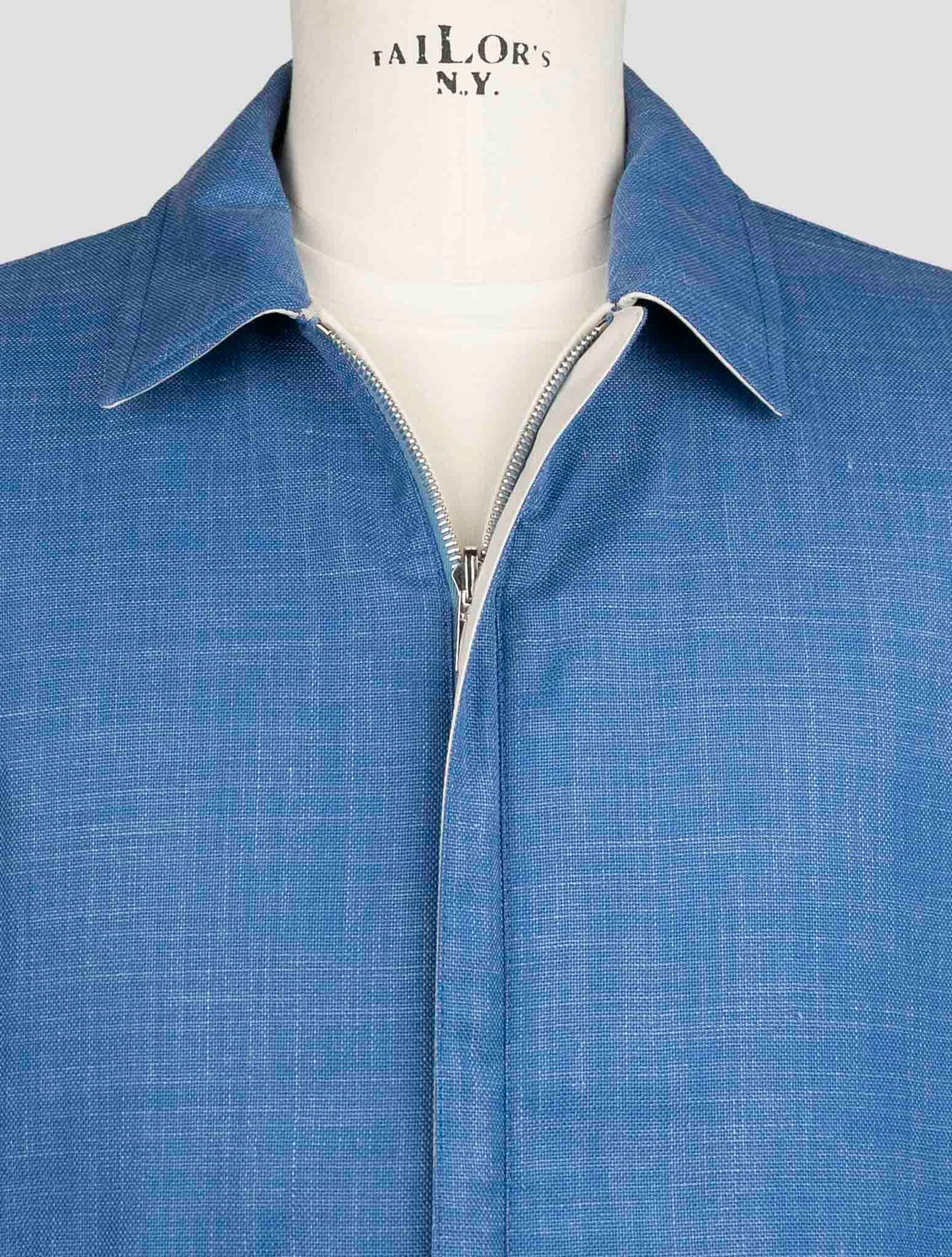 Kiton Blue Virgin Wool Silk Linen Pl Reverse Coat