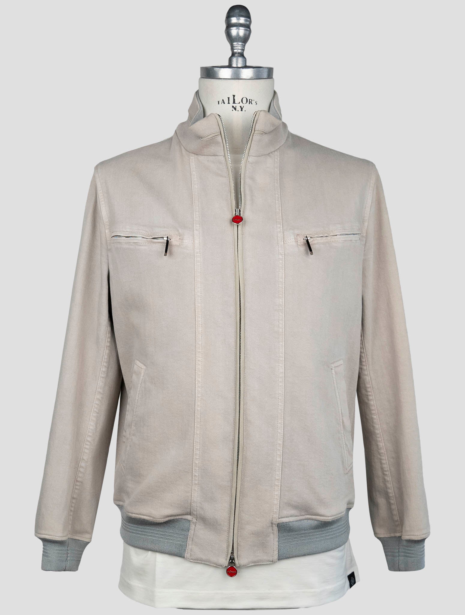 Kiton Taupe Cotton Ea Coat