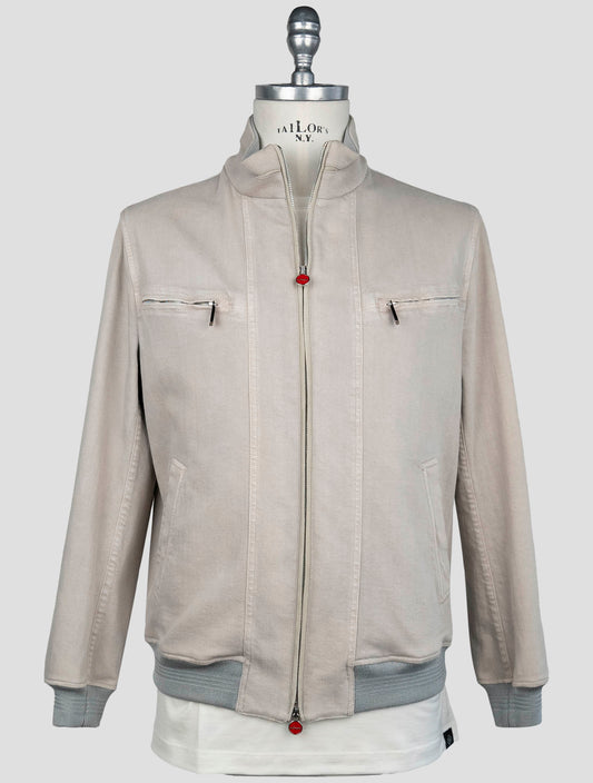 Kiton Taupe Cotton Ea Coat