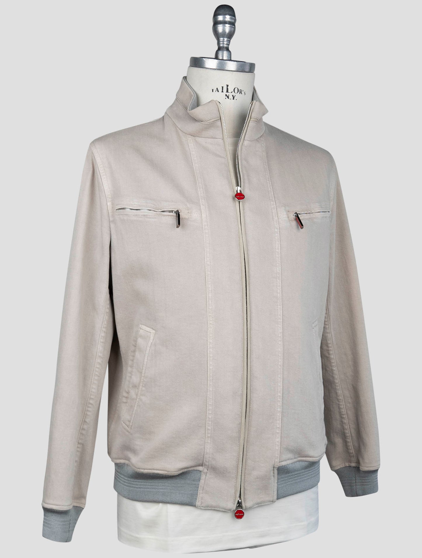 Kiton Taupe Cotton Ea Coat