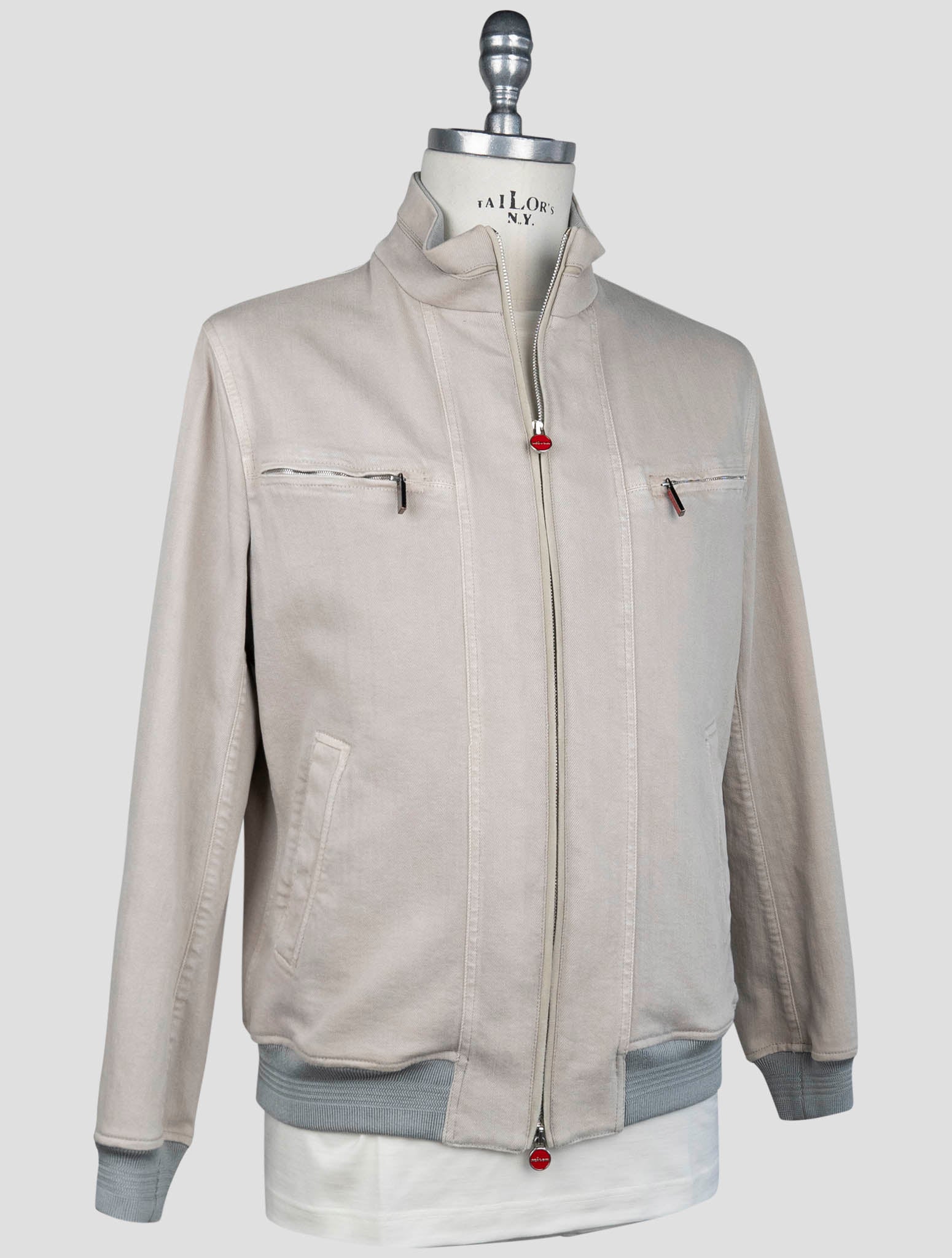 Kiton Taupe Cotton Ea Coat