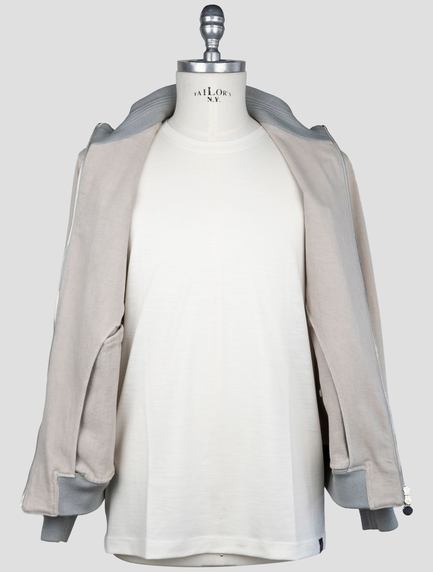 Kiton Taupe Cotton Ea Coat