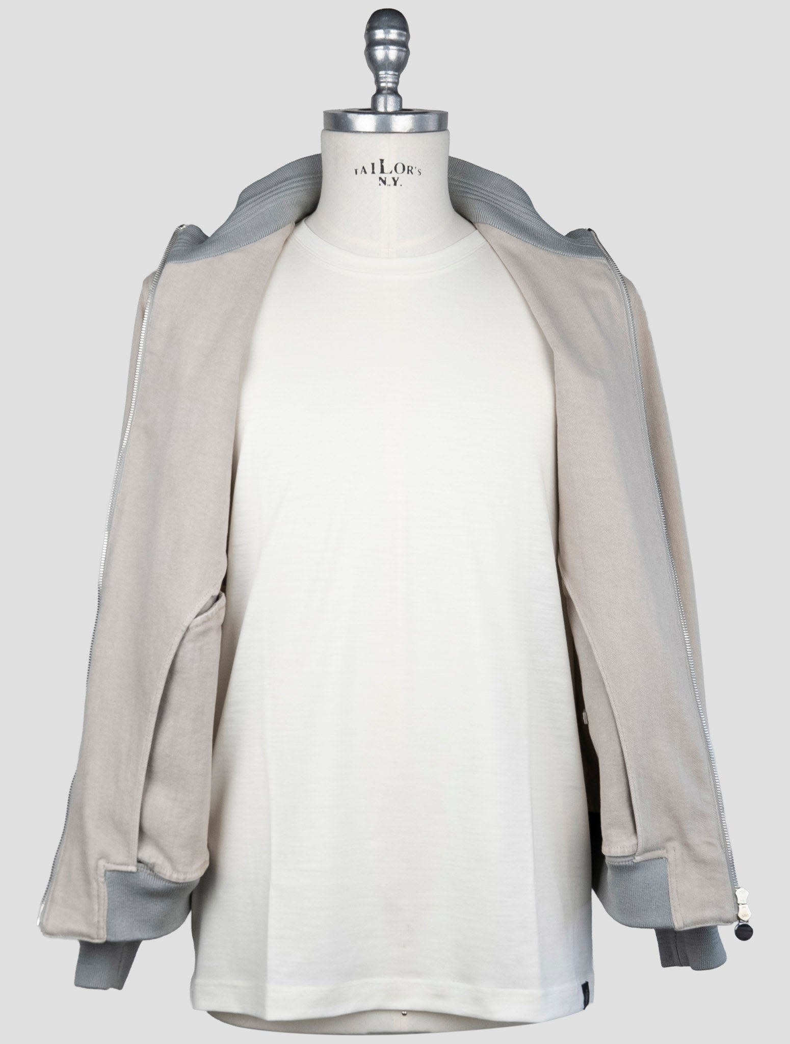 Kiton Taupe Cotton Ea Coat