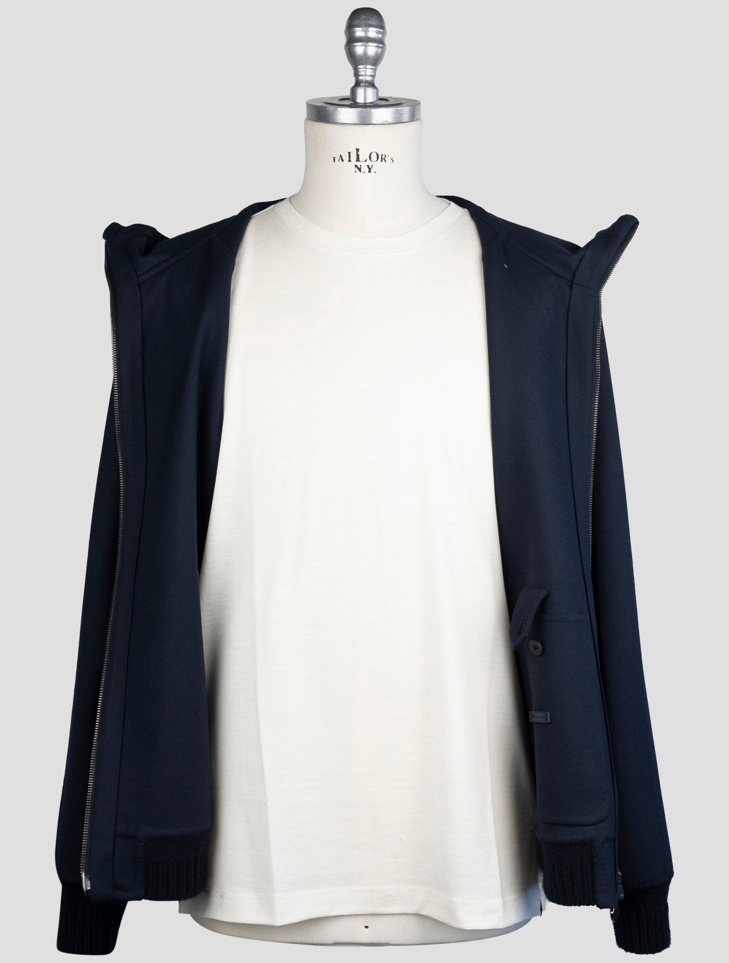 Kiton Blue Wool Ea Pa Coat