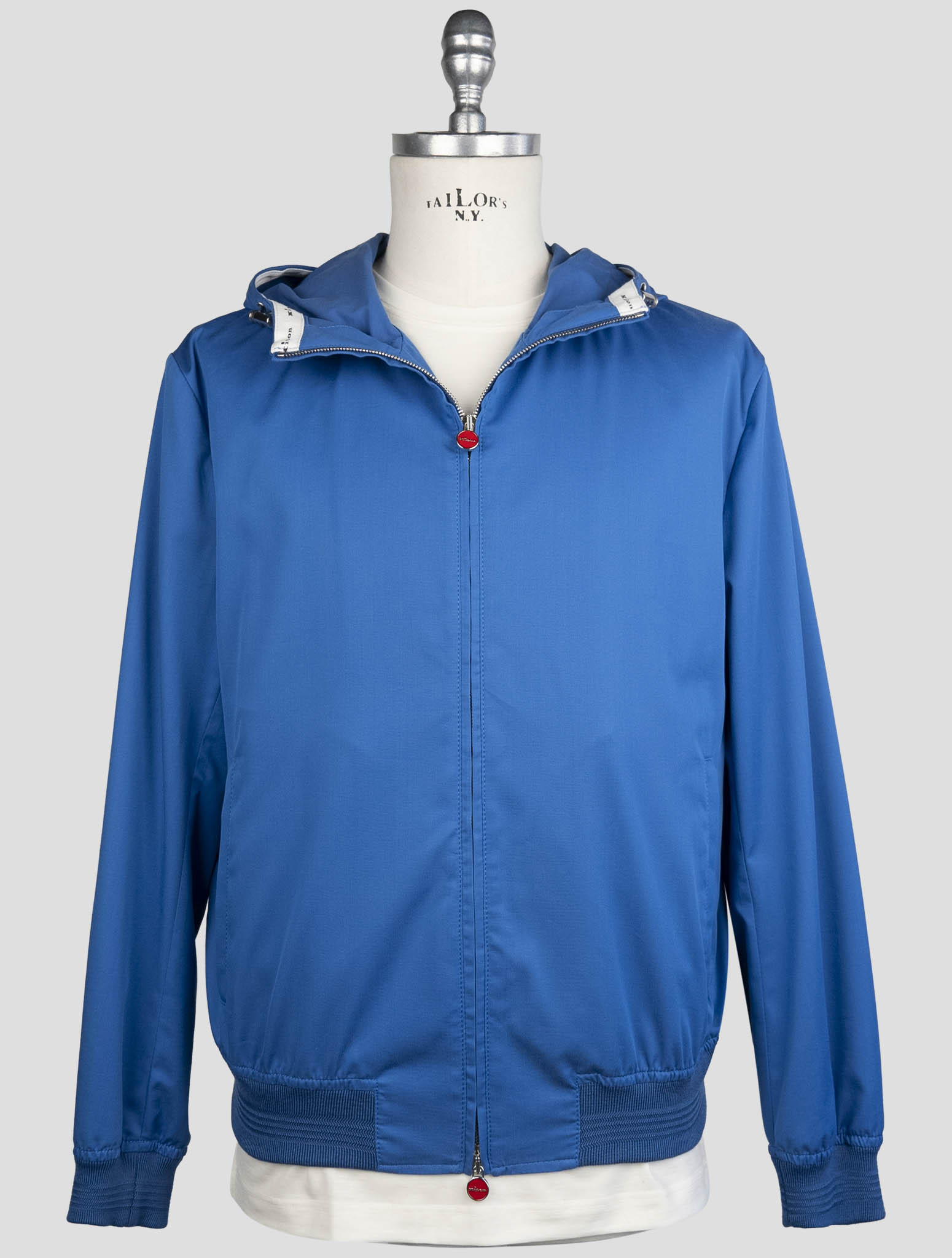 Kiton Blue Cotton Virgin Wool Coat