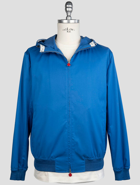 Kiton Blue Cotton Virgin Wool Coat