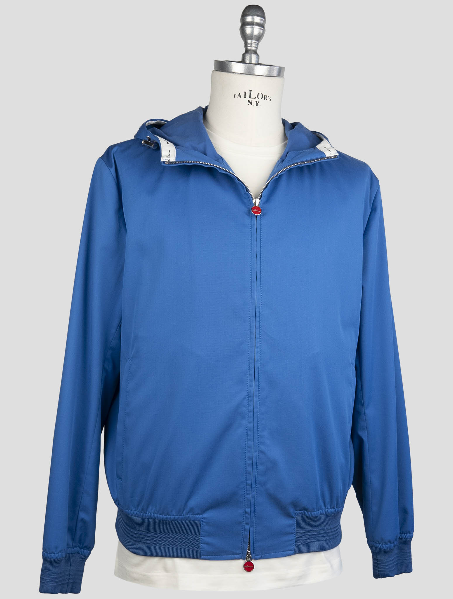Kiton Blue Cotton Virgin Wool Coat