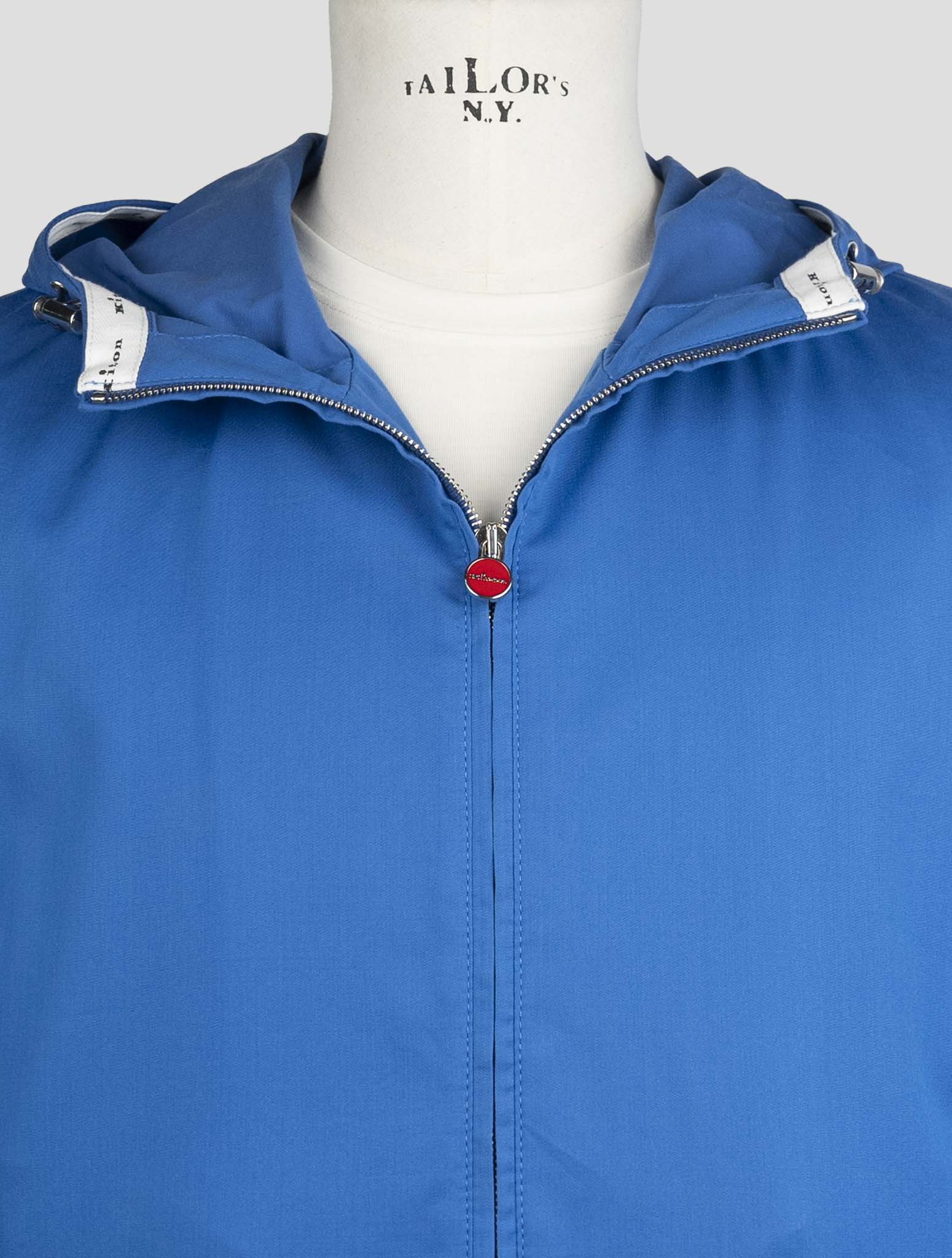 Kiton Blue Cotton Virgin Wool Coat
