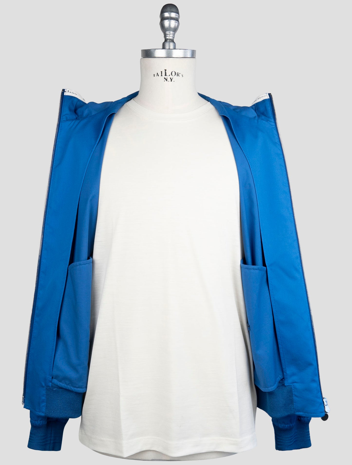 Kiton Blue Cotton Virgin Wool Coat