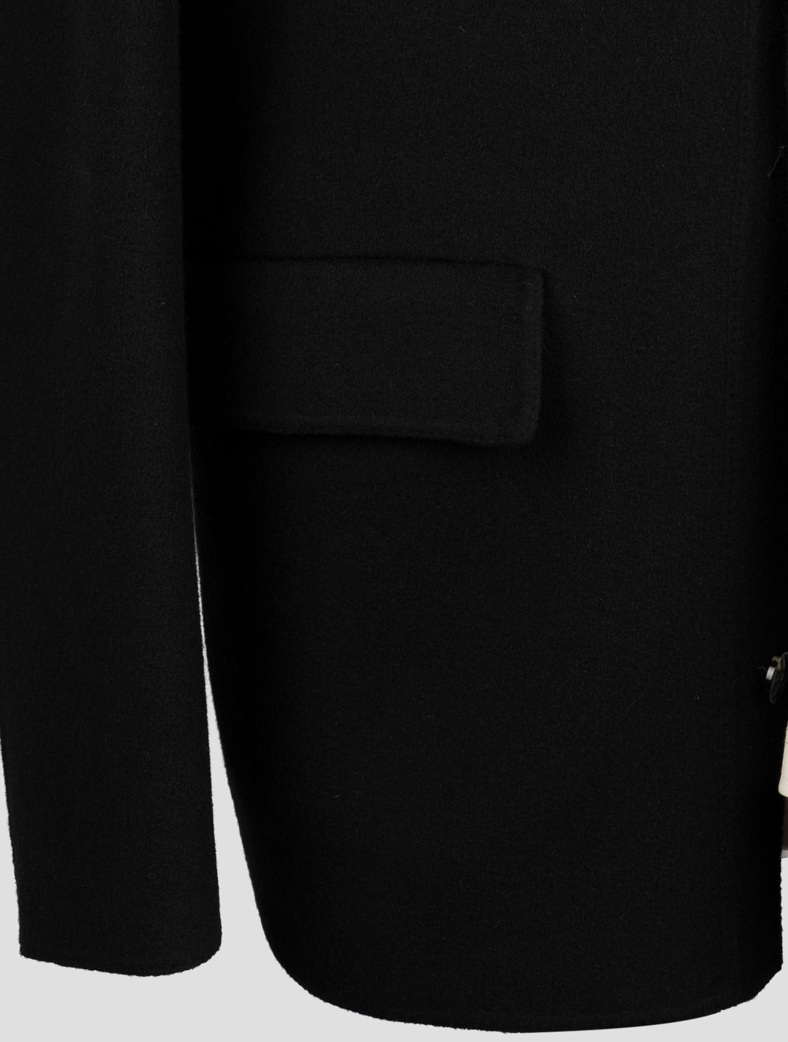 Kiton Black Wool Cashmere Coat