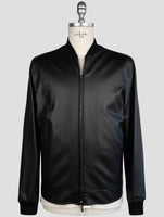 Kiton Black Gray Leather Cashmere Silk Virgin Wool Linen Pa Coat