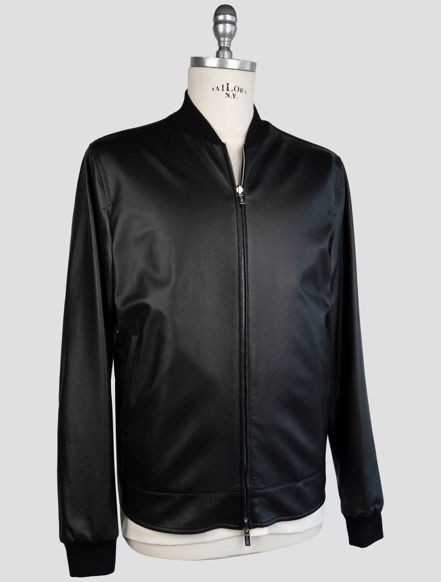 Kiton Black Gray Leather Cashmere Silk Virgin Wool Linen Pa Coat
