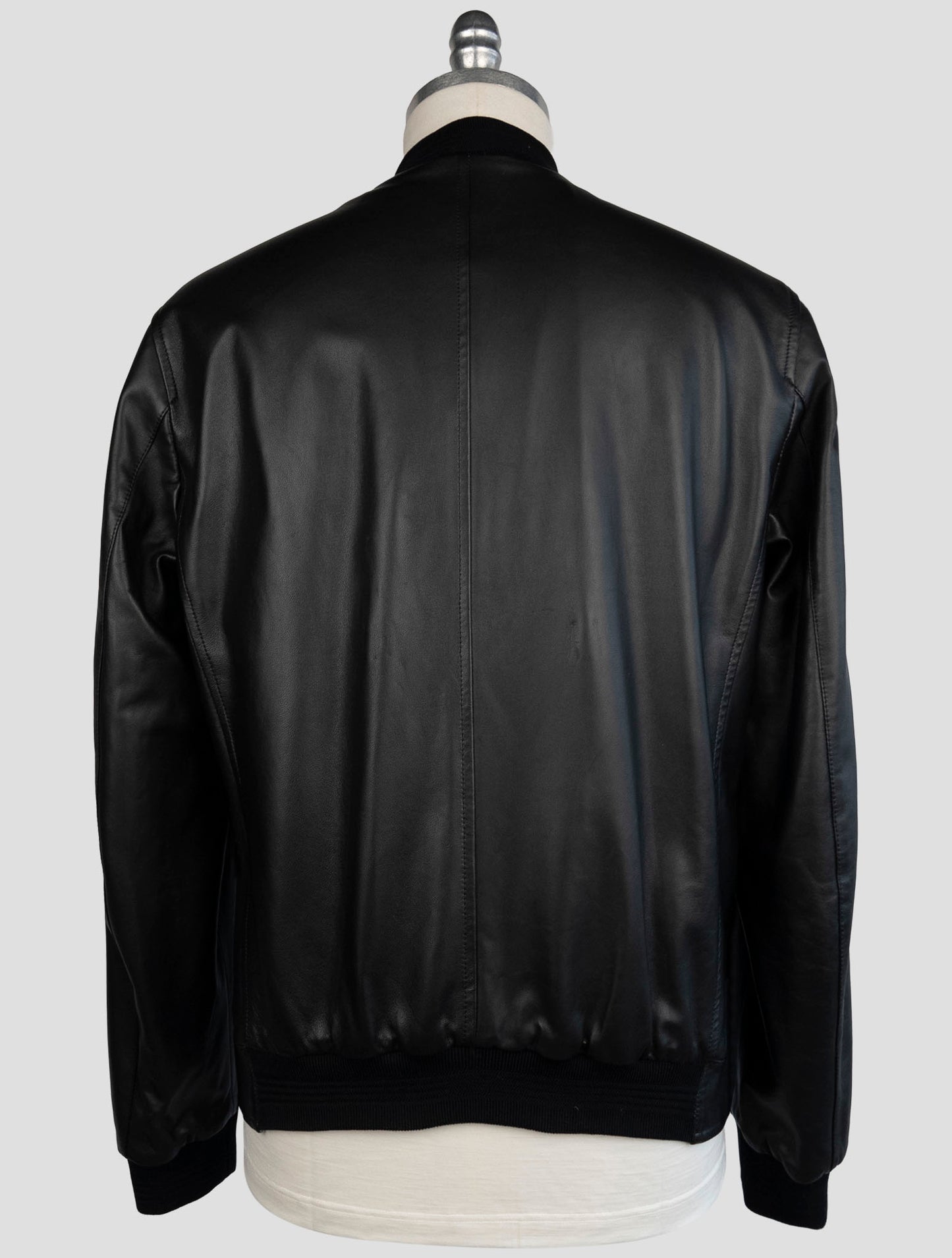 Kiton Black Gray Leather Cashmere Silk Virgin Wool Linen Pa Coat