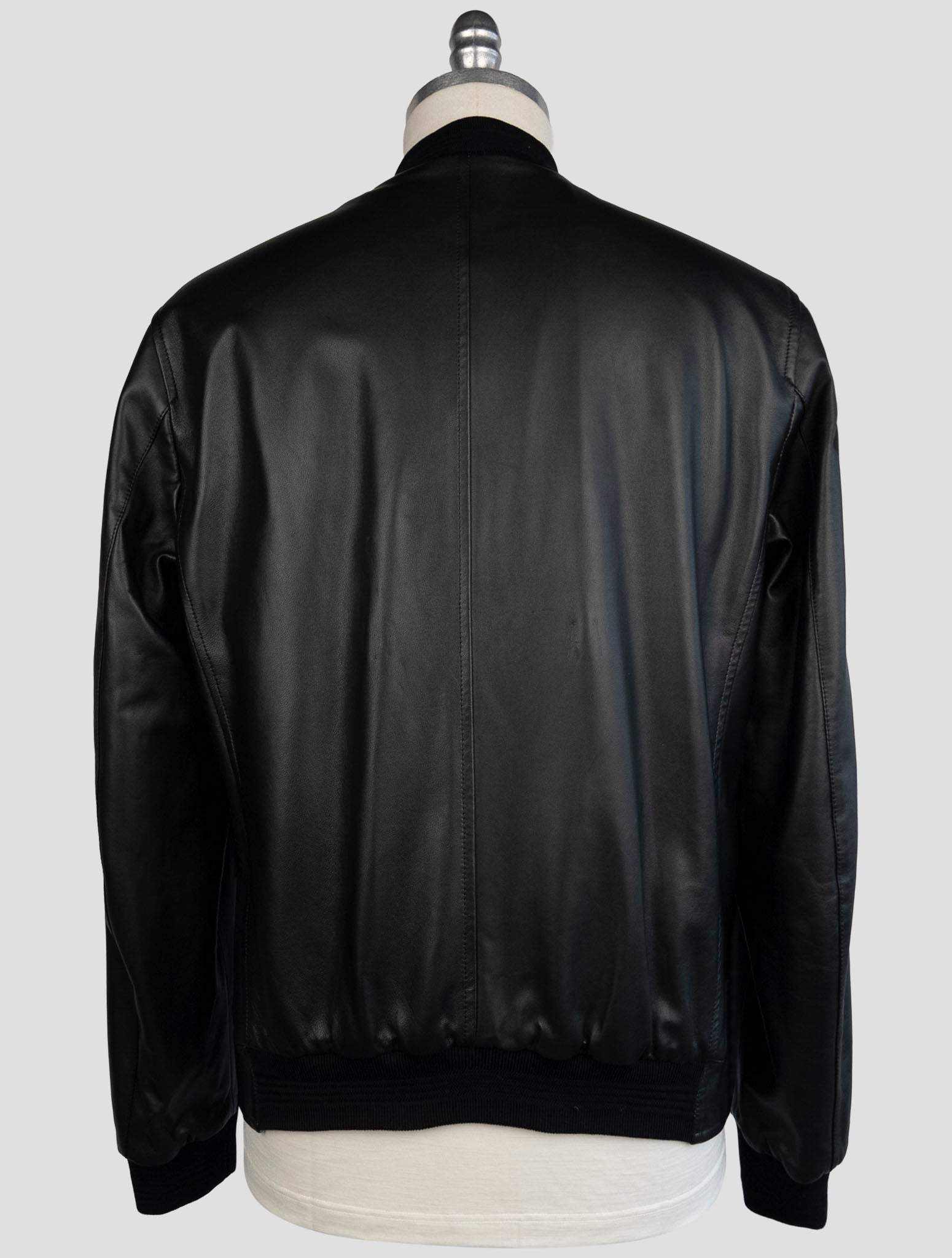 Kiton Black Gray Leather Cashmere Silk Virgin Wool Linen Pa Coat