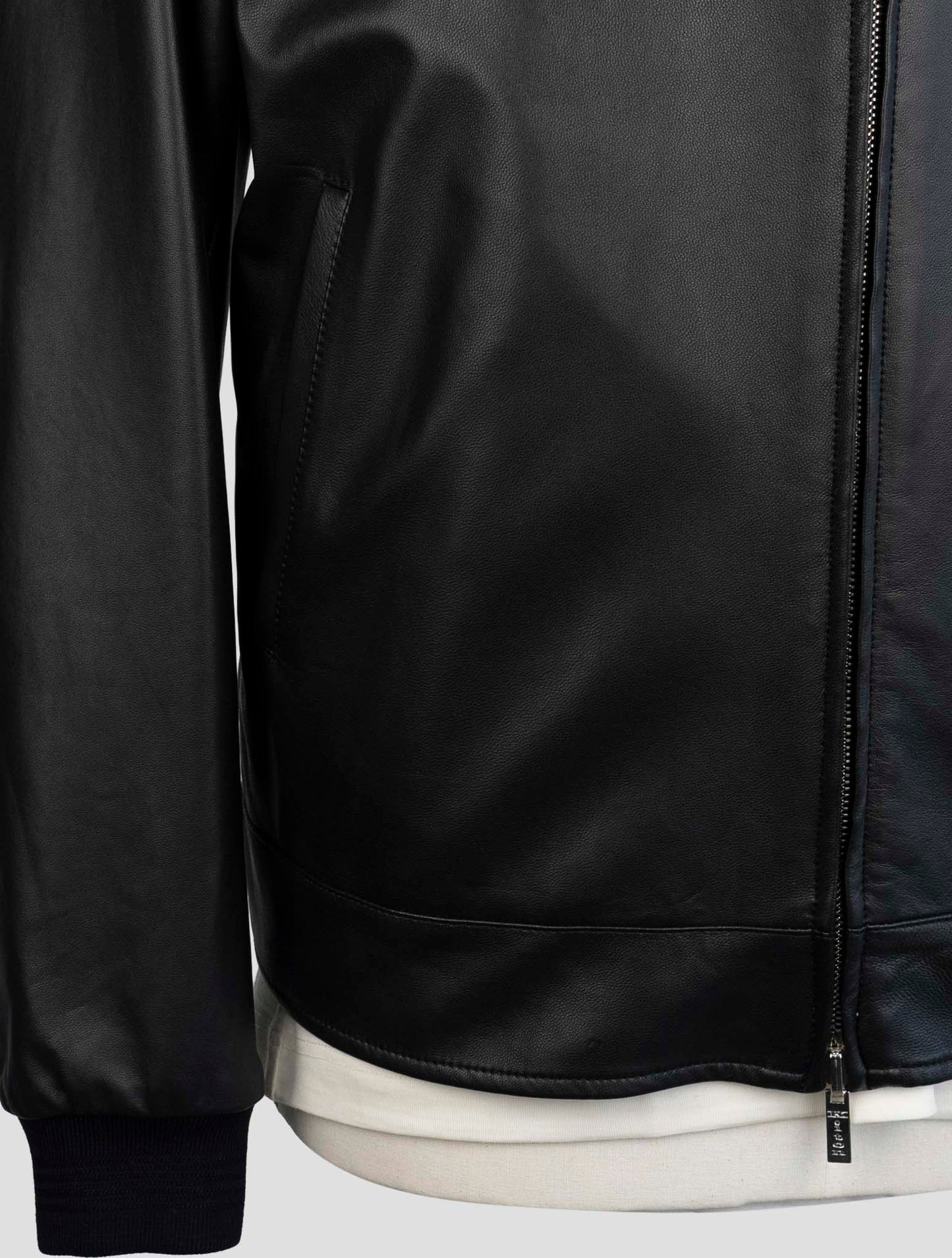 Kiton Black Gray Leather Cashmere Silk Virgin Wool Linen Pa Coat