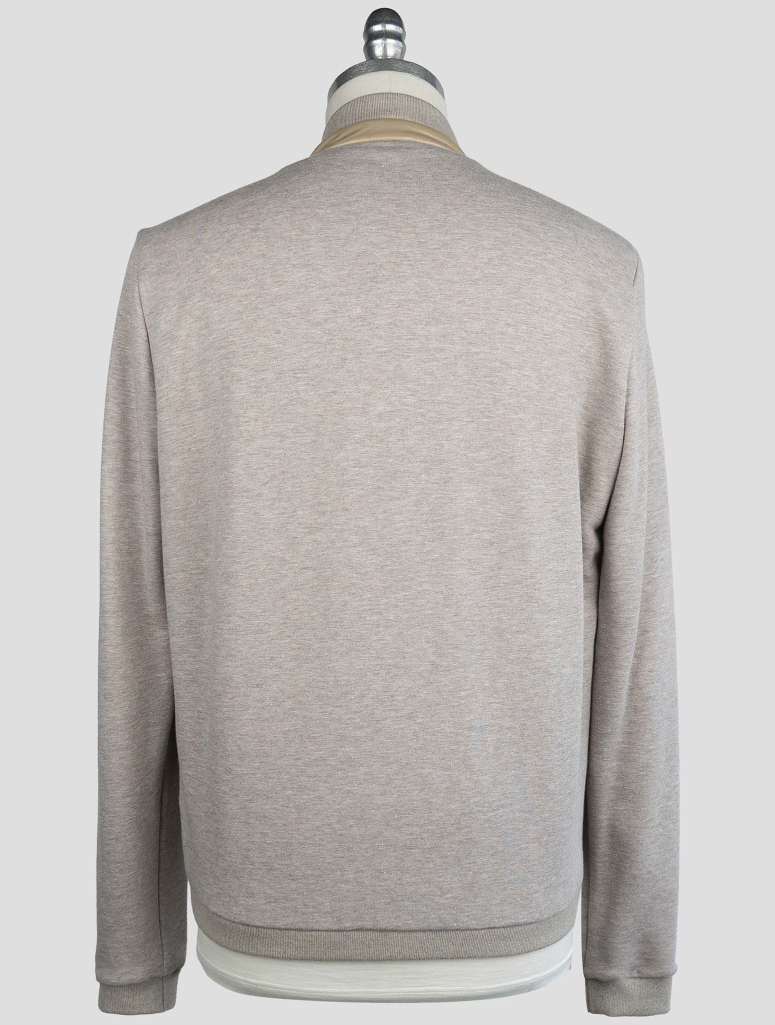 Kiton Gray Beige Cotton Cashmere Pl Coat