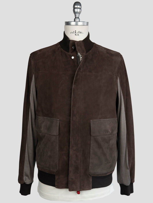 Kiton Brown Leather Coat