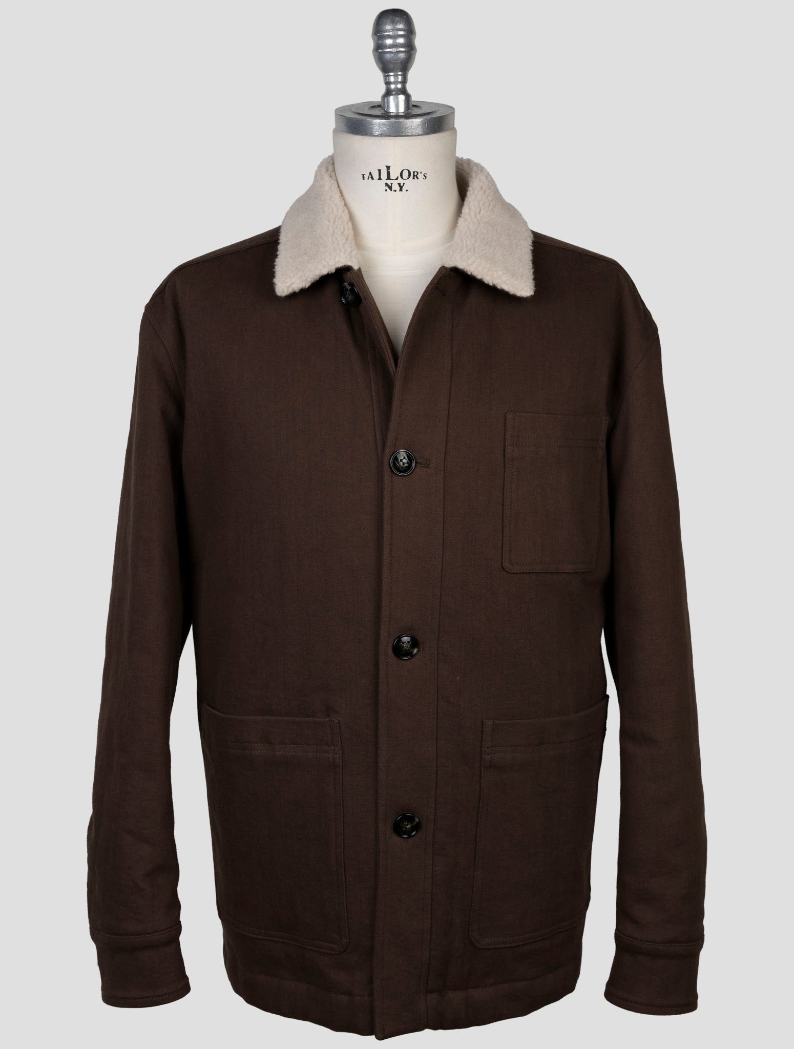 Kiton Brown Cotton Ea Coat